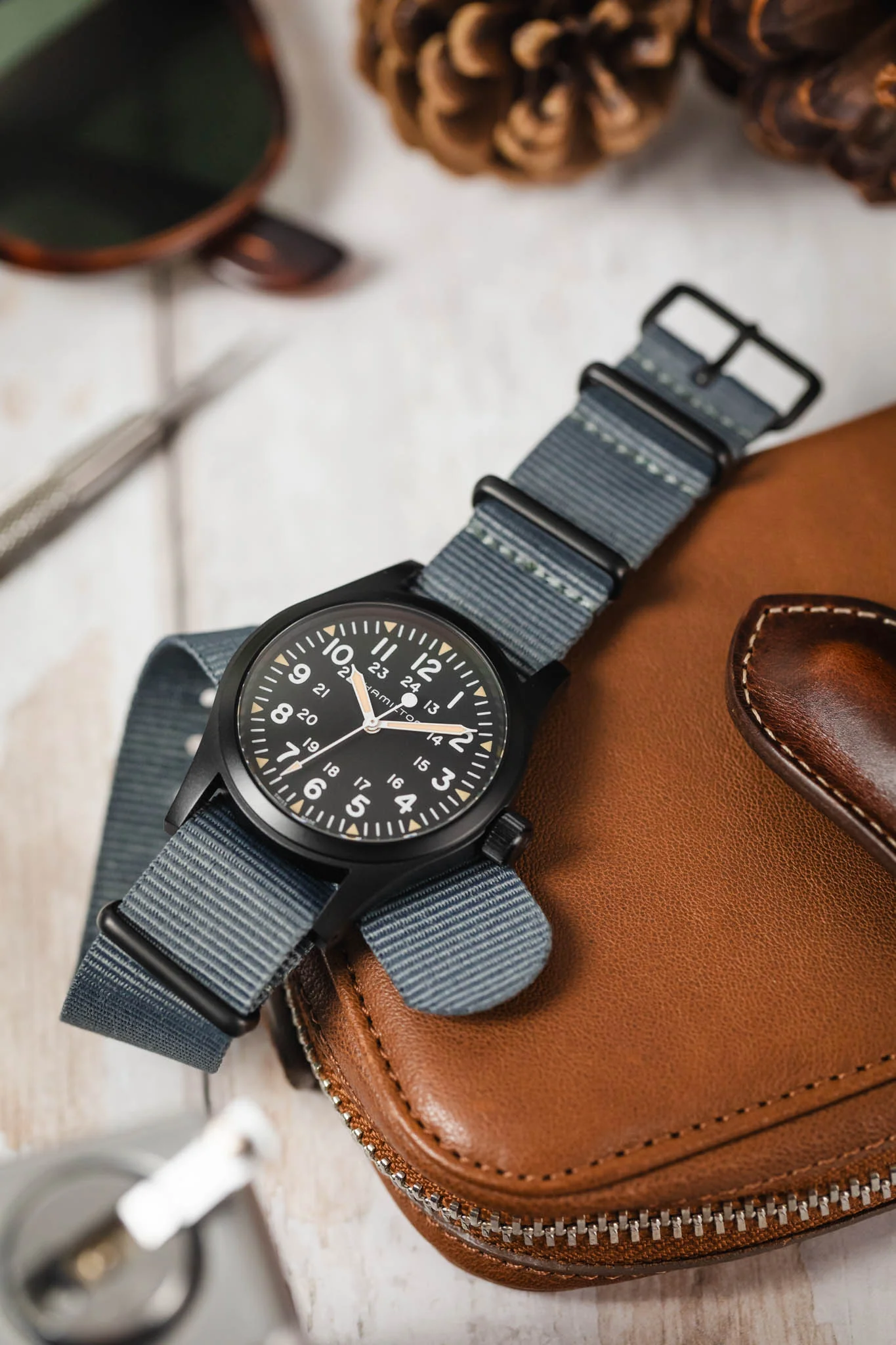 Nylon Watch Strap in GREY with PVD Buckle and Keepers - Image 4