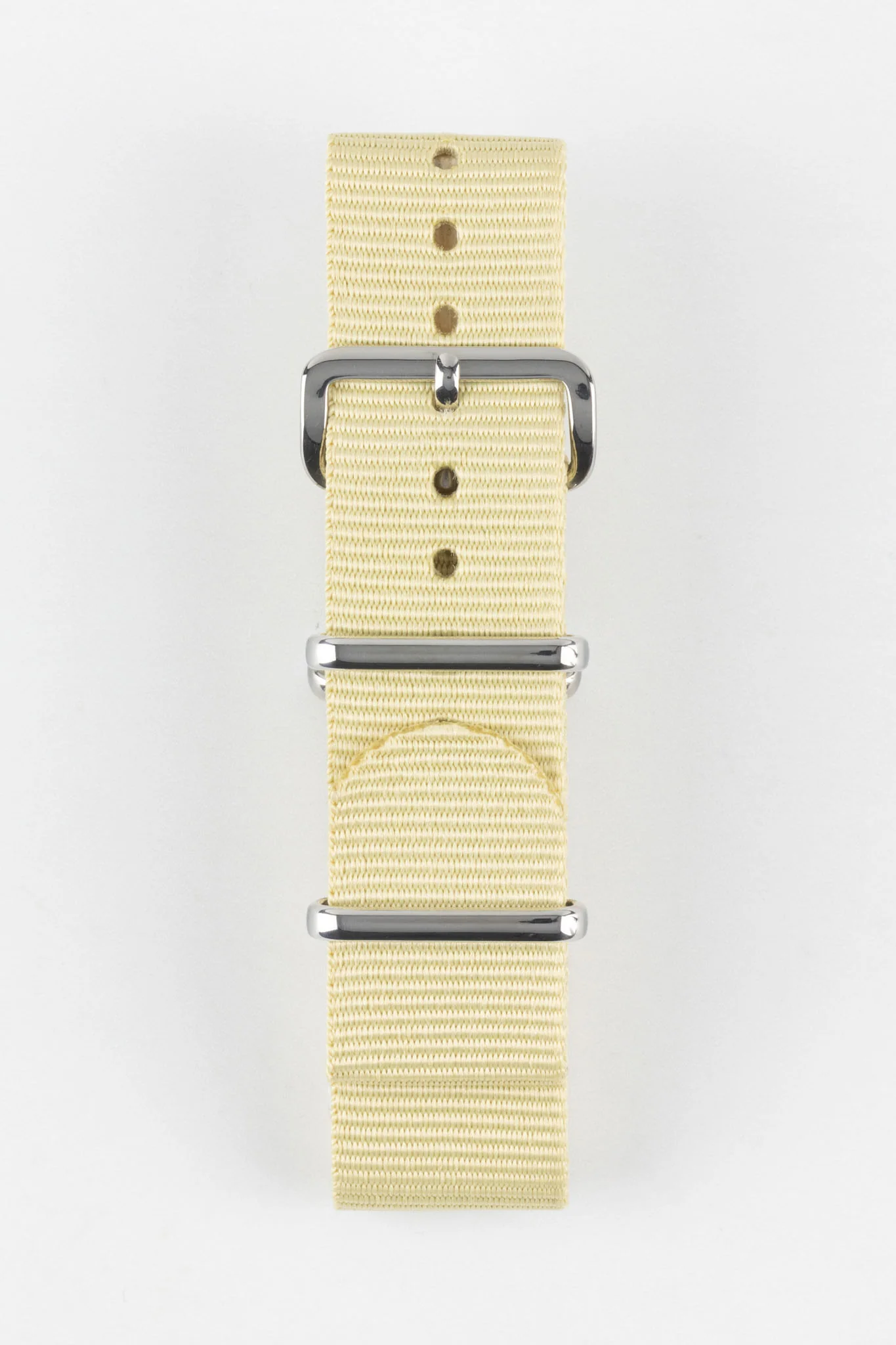 Nylon Watch Strap in BEIGE with Polished Buckle and Keepers - Image 3