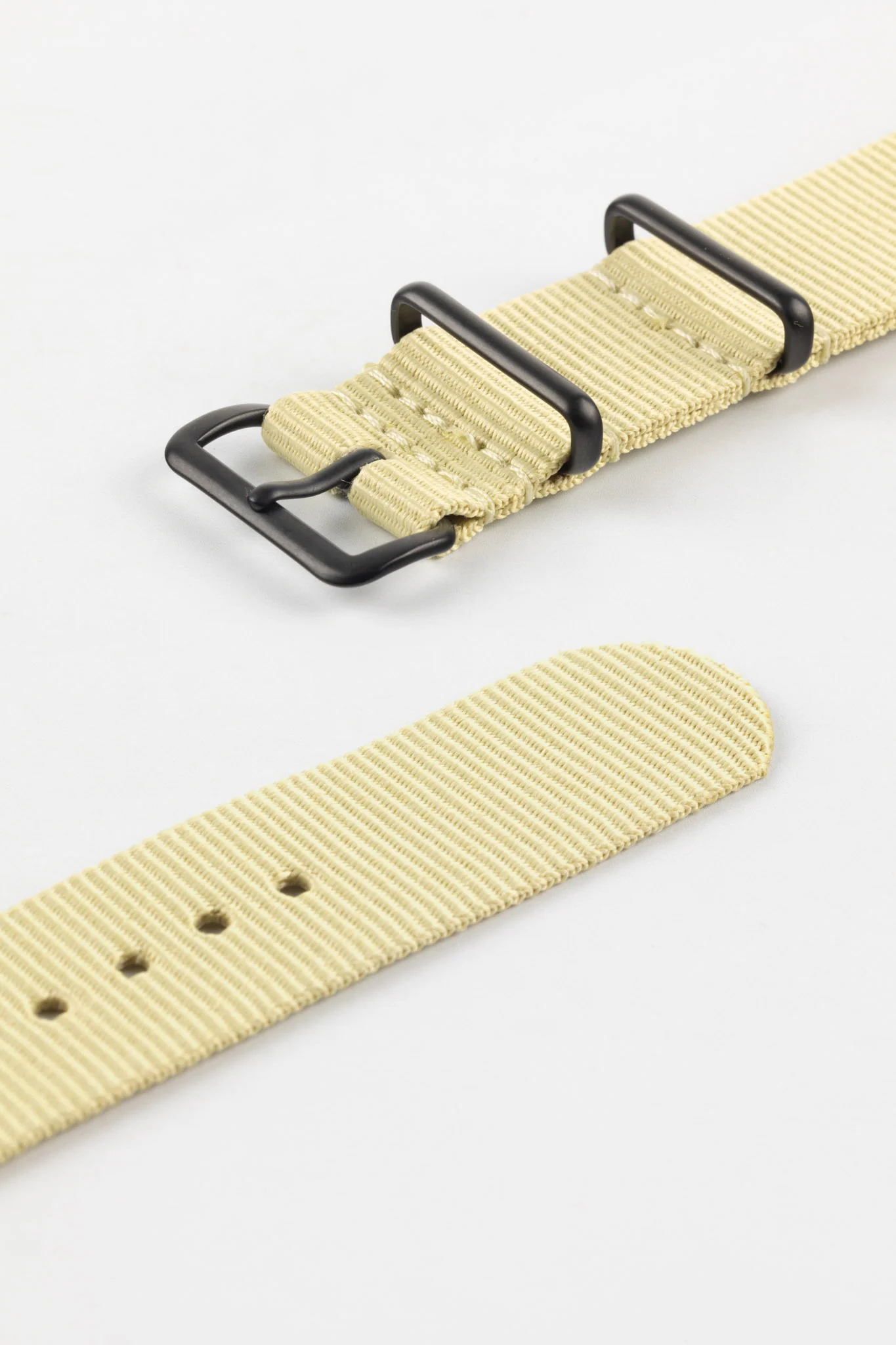 Nylon Watch Strap in BEIGE with PVD Buckle and Keepers - Image 6