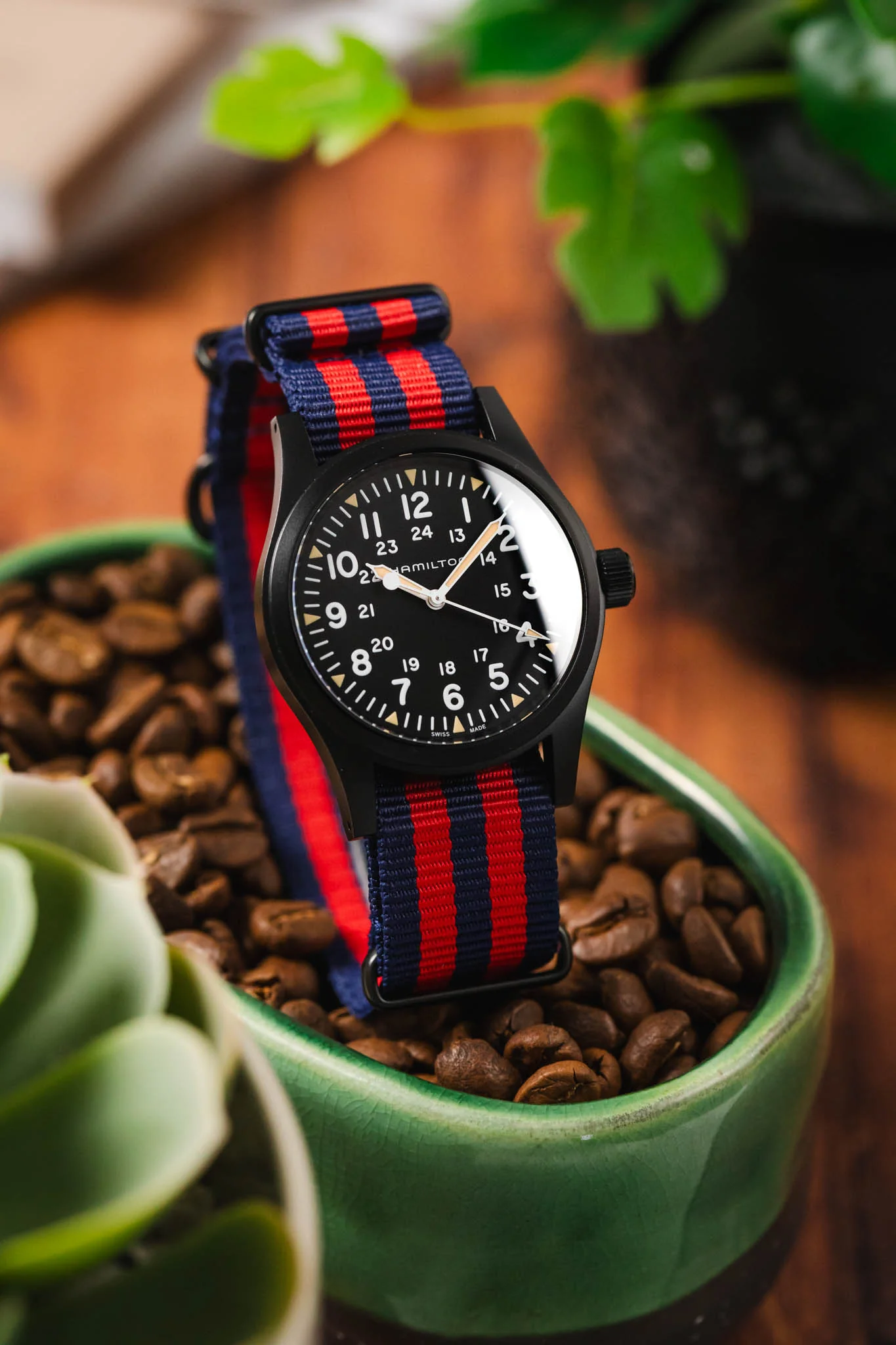 Nylon Watch Strap in BLUE / RED Stripes with PVD Buckle & Keepers - Image 4