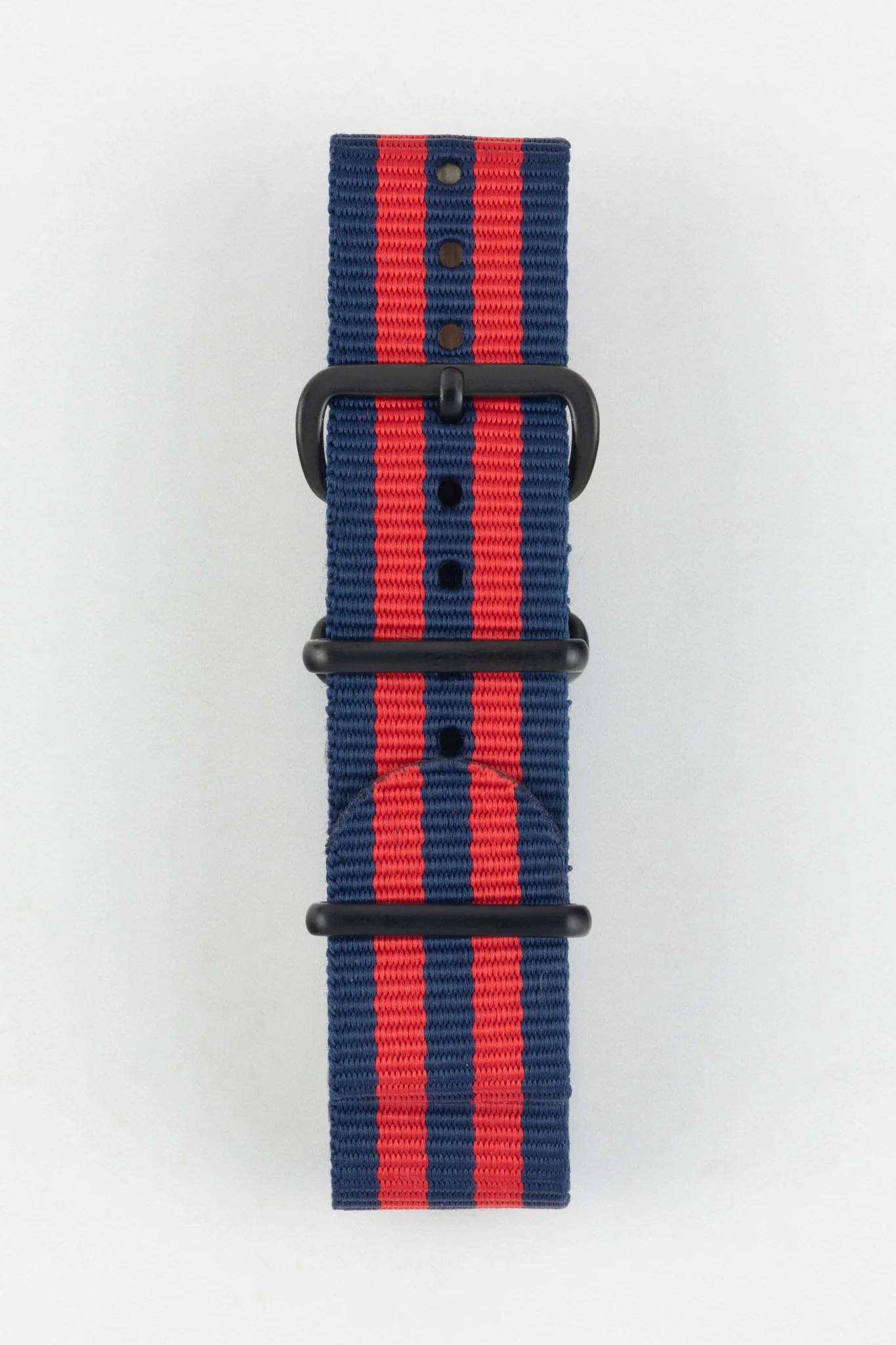 Nylon Watch Strap in BLUE / RED Stripes with PVD Buckle & Keepers - Image 7