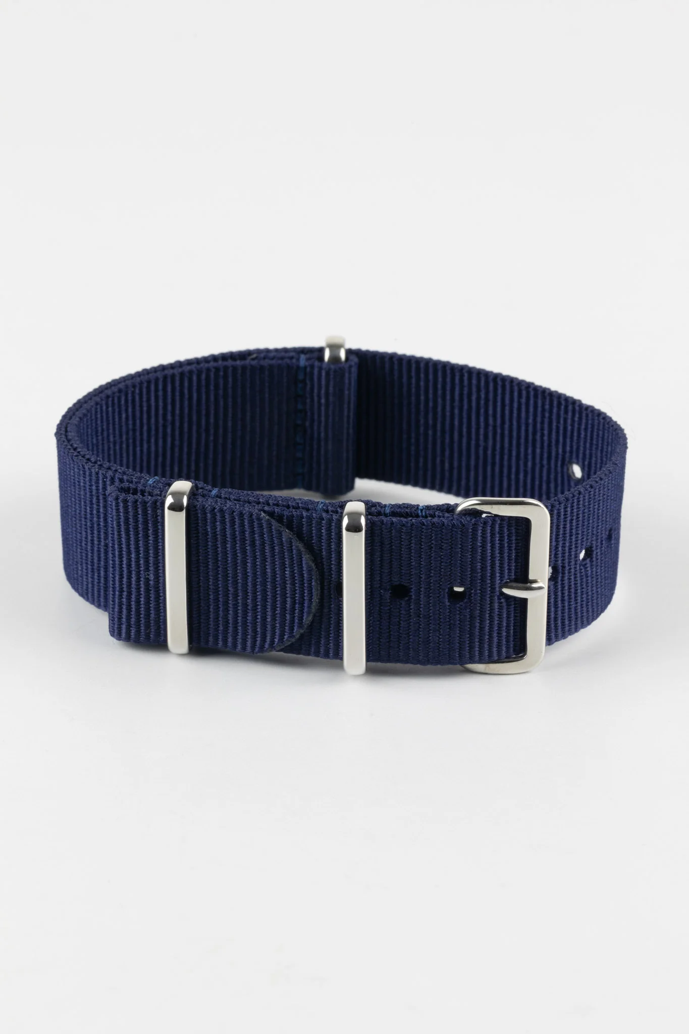Nylon Watch Strap in BLUE with Polished Buckle and Keepers - Image 3