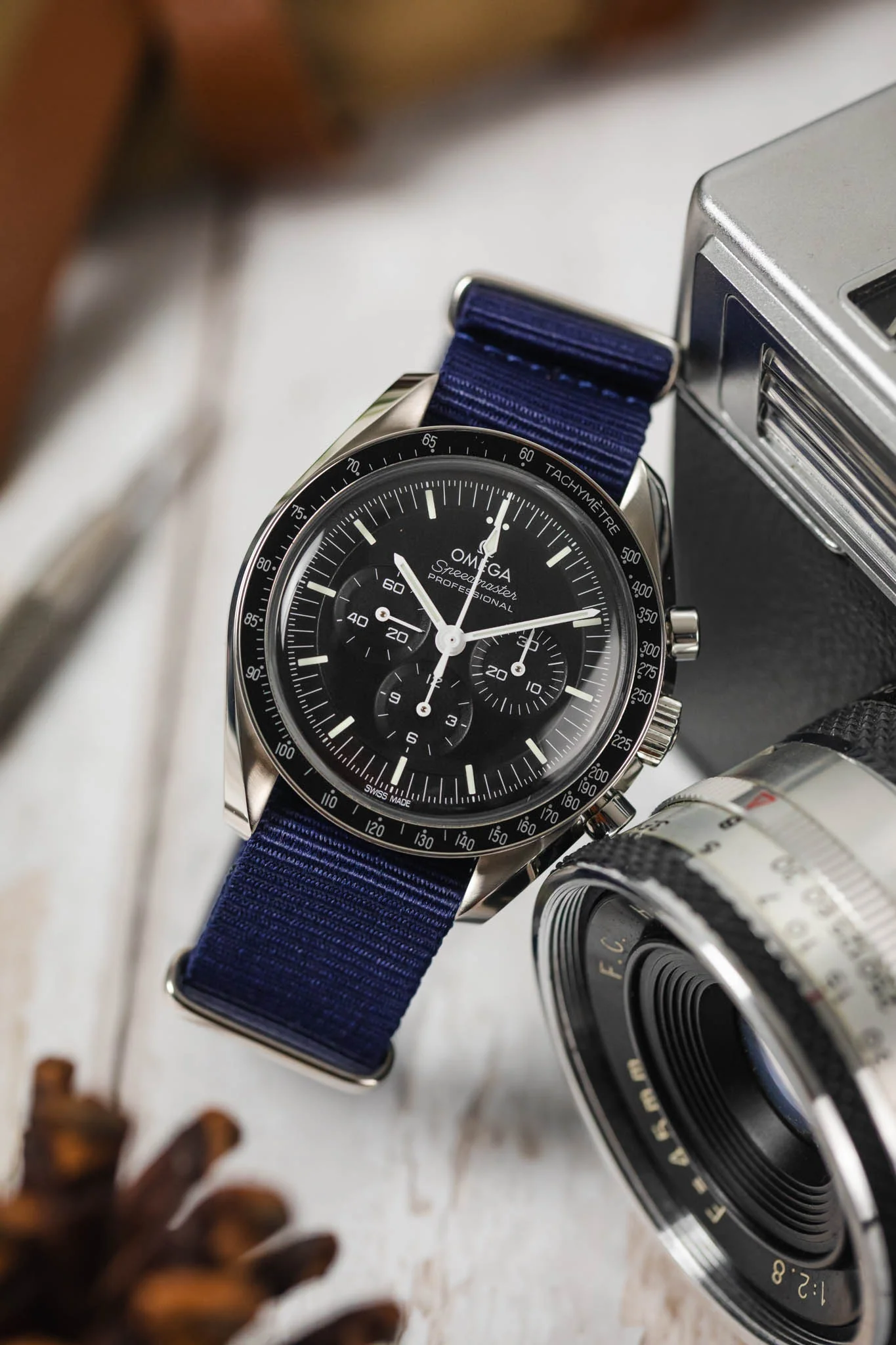 Nylon Watch Strap in BLUE with Polished Buckle and Keepers - Image 4