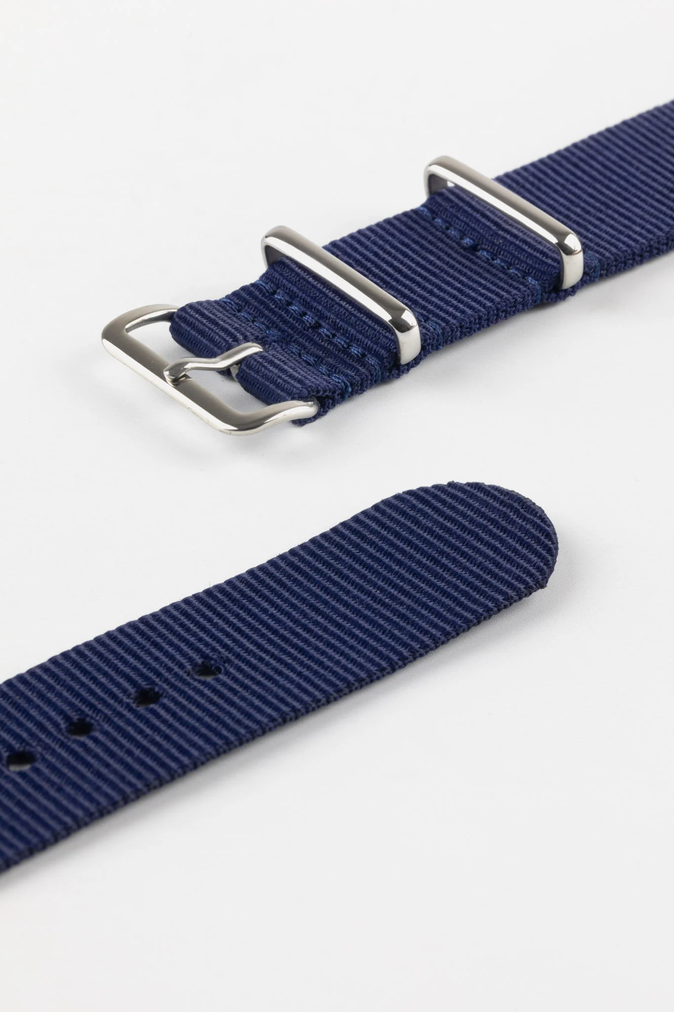 Nylon Watch Strap in BLUE with Polished Buckle and Keepers - Image 5