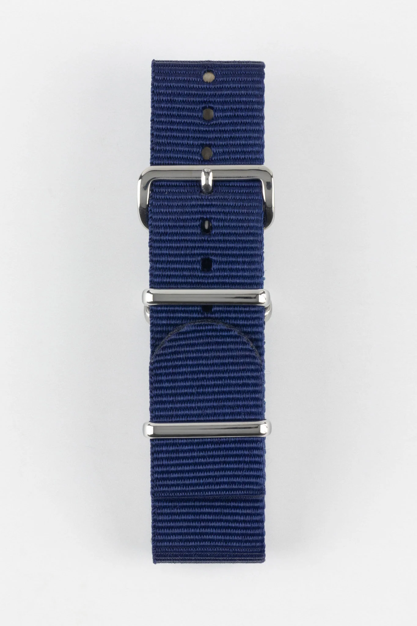 Nylon Watch Strap in BLUE with Polished Buckle and Keepers - Image 7