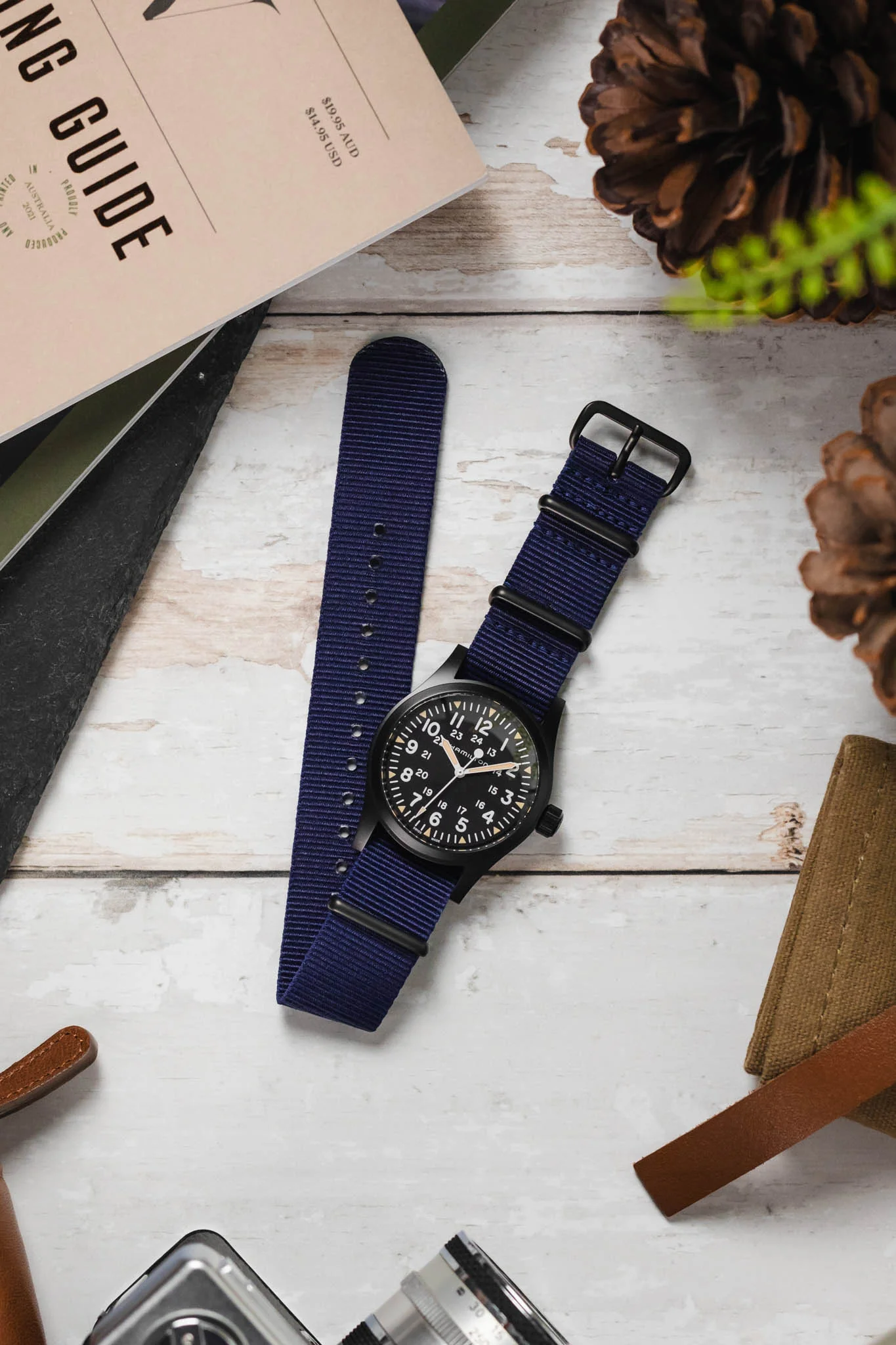 Nylon Watch Strap in BLUE with PVD Buckle and Keepers - Image 6