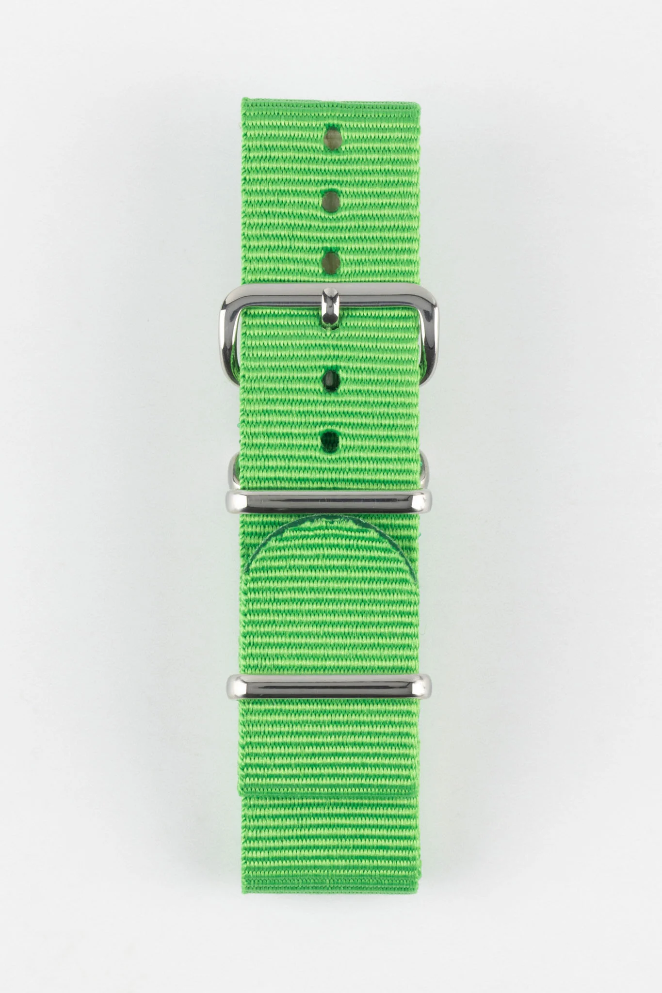 Nylon Watch Strap in BRIGHT GREEN with Polished Buckle and Keepers - Image 7