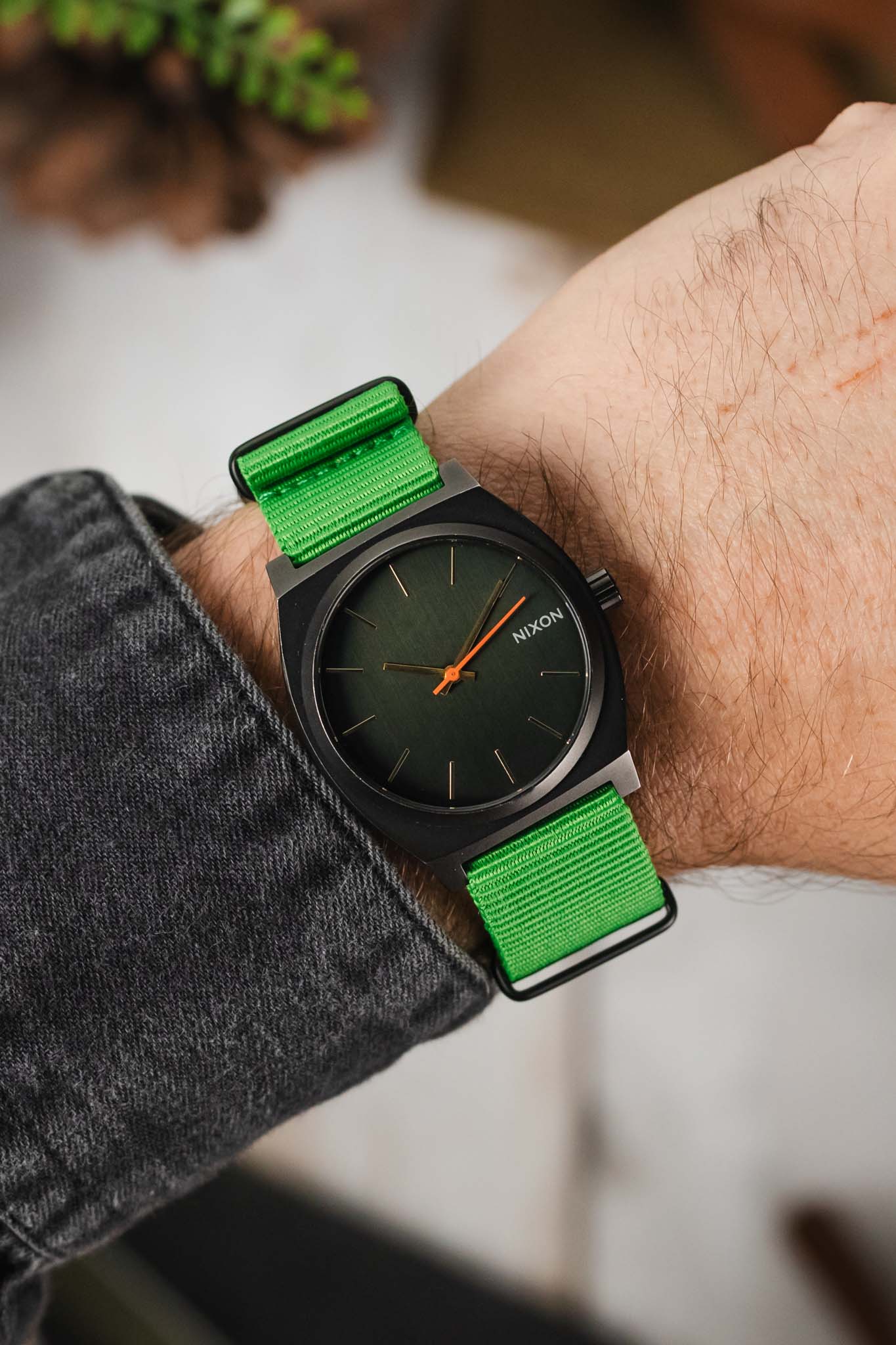 Nylon Watch Strap in BRIGHT GREEN with PVD Buckle and Keepers - Image 2