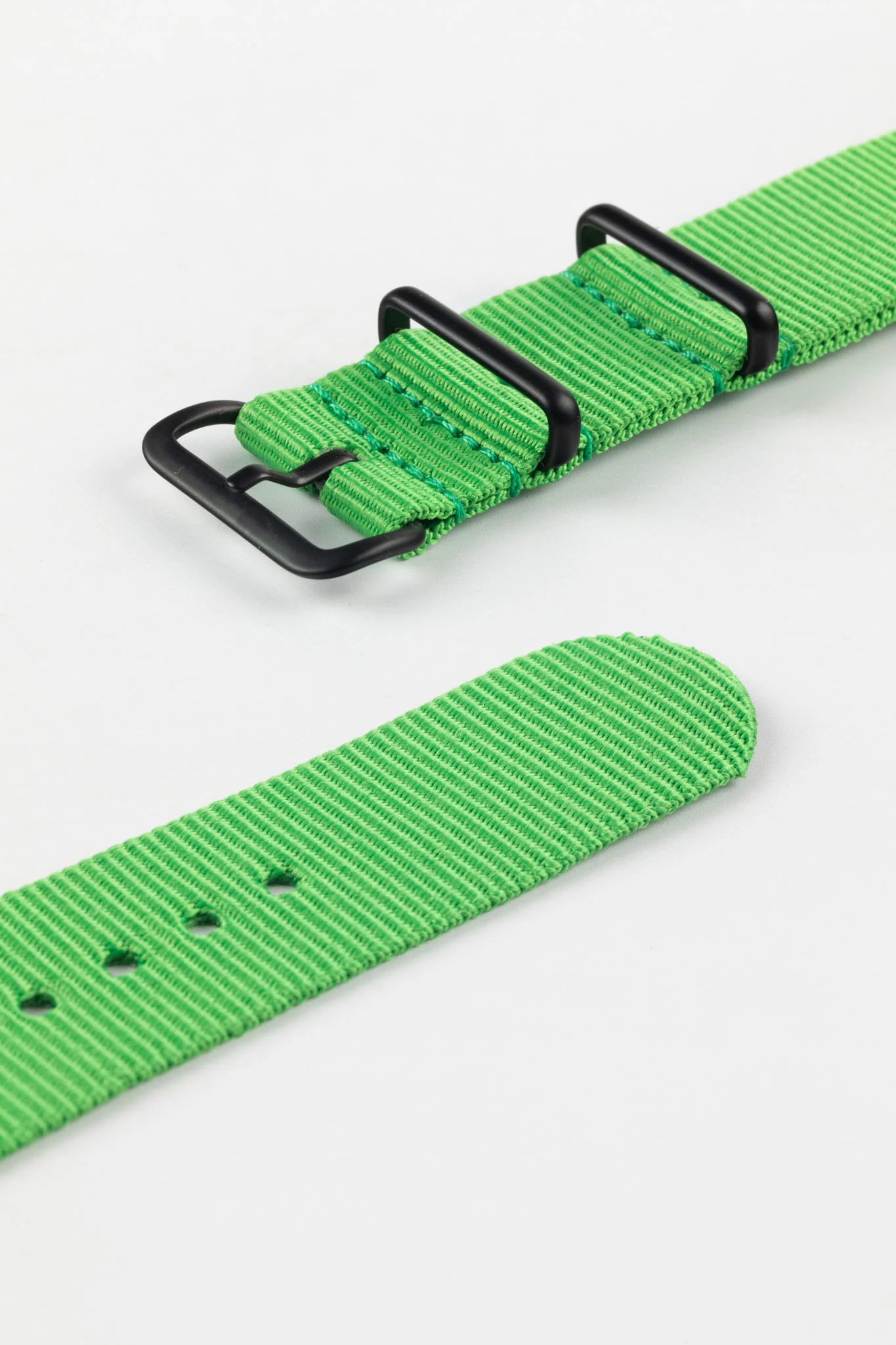 Nylon Watch Strap in BRIGHT GREEN with PVD Buckle and Keepers - Image 5
