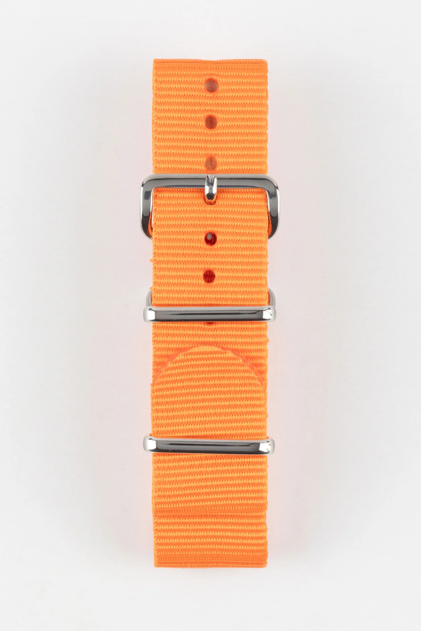 Nylon Watch Strap in ORANGE with Polished Buckle and Keepers - Image 7