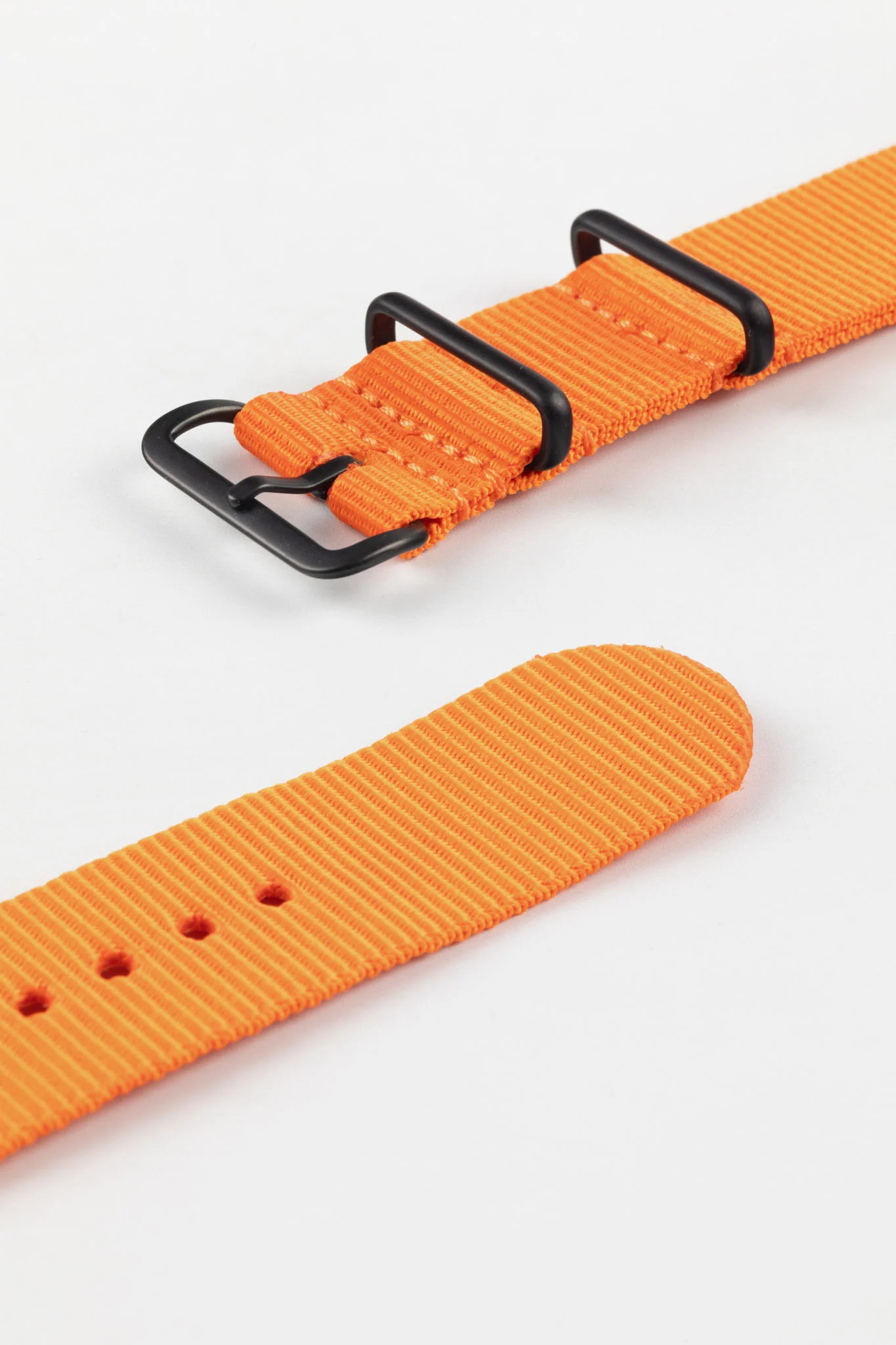 Nylon Watch Strap in ORANGE with PVD Buckle and Keepers - Image 5