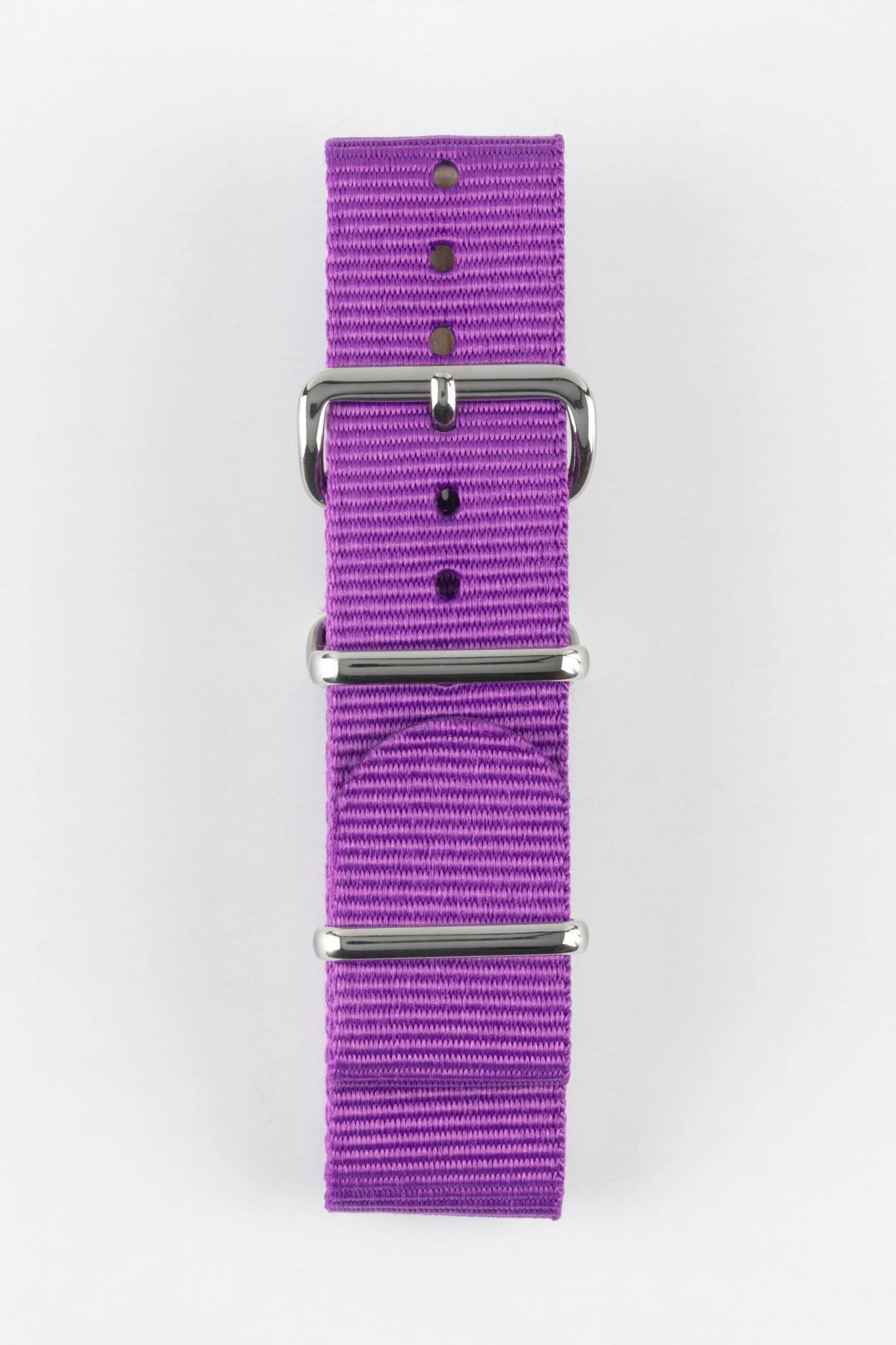 Nylon Watch Strap in PURPLE with Polished Buckle and Keepers - Image 7