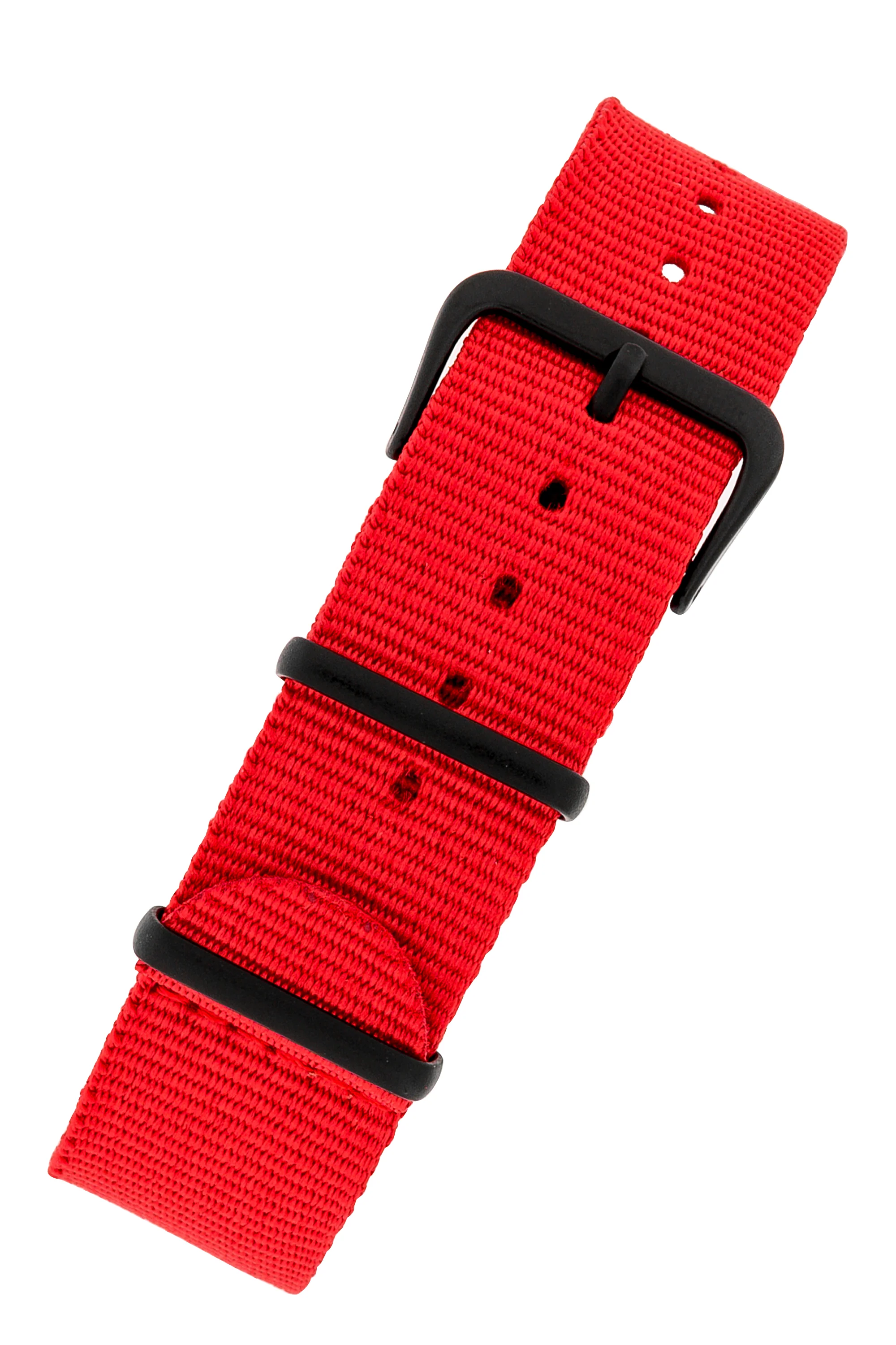 Nylon Watch Strap in RED with PVD Buckle and Keepers - Image 2