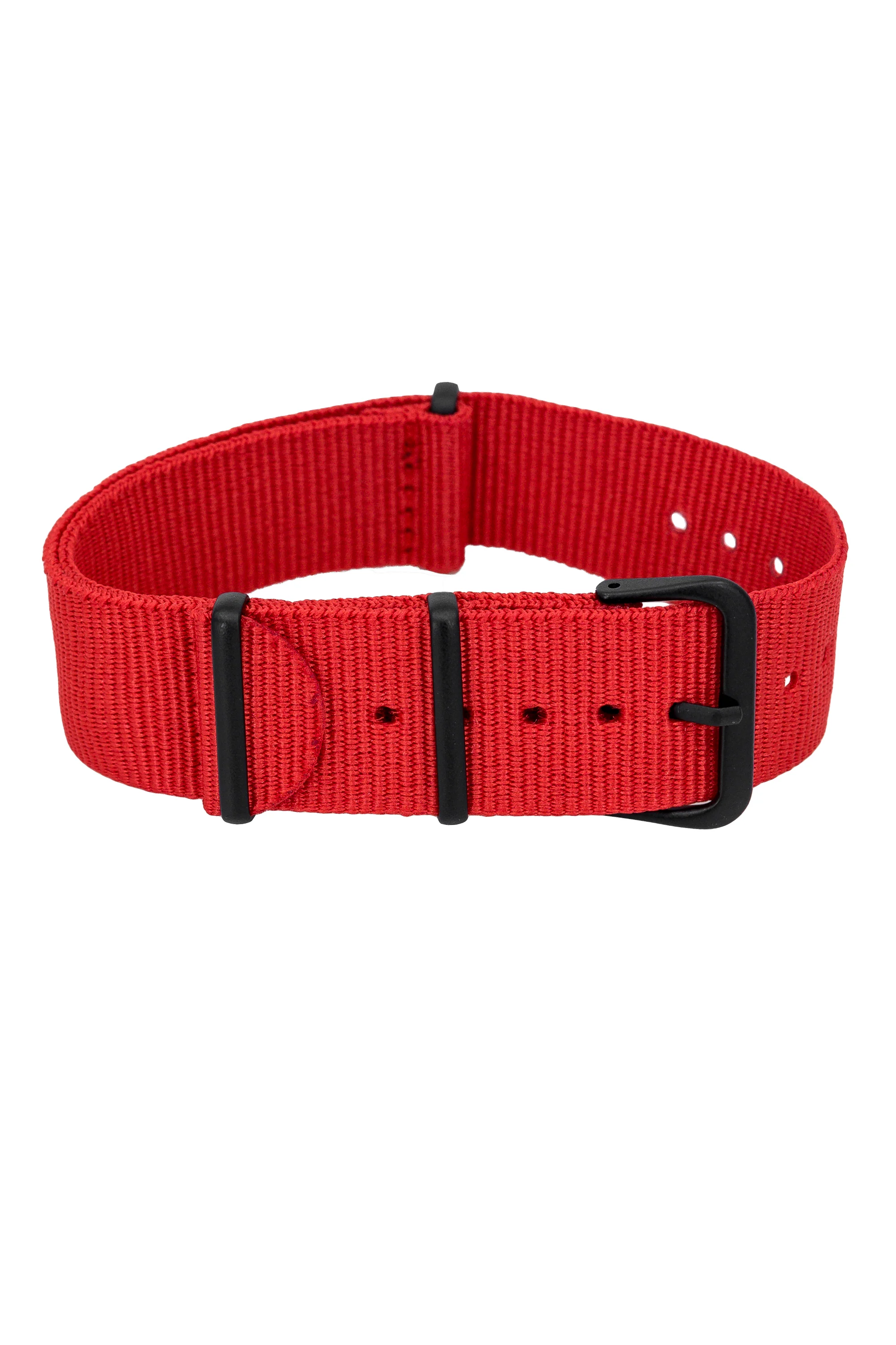 Nylon Watch Strap in RED with PVD Buckle and Keepers - Image 4