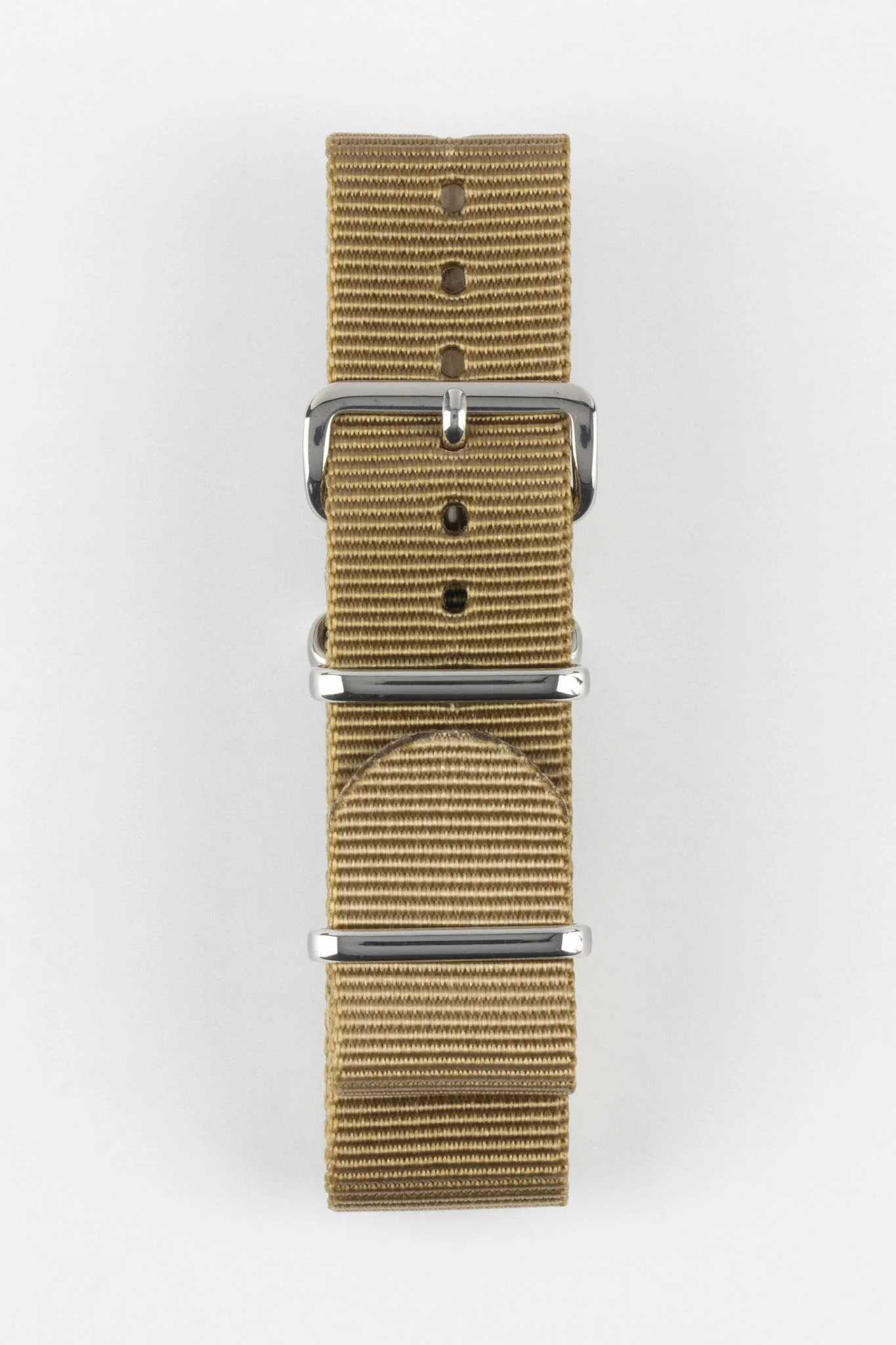 Nylon Watch Strap in KHAKI with Polished Buckle and Keepers - Image 10