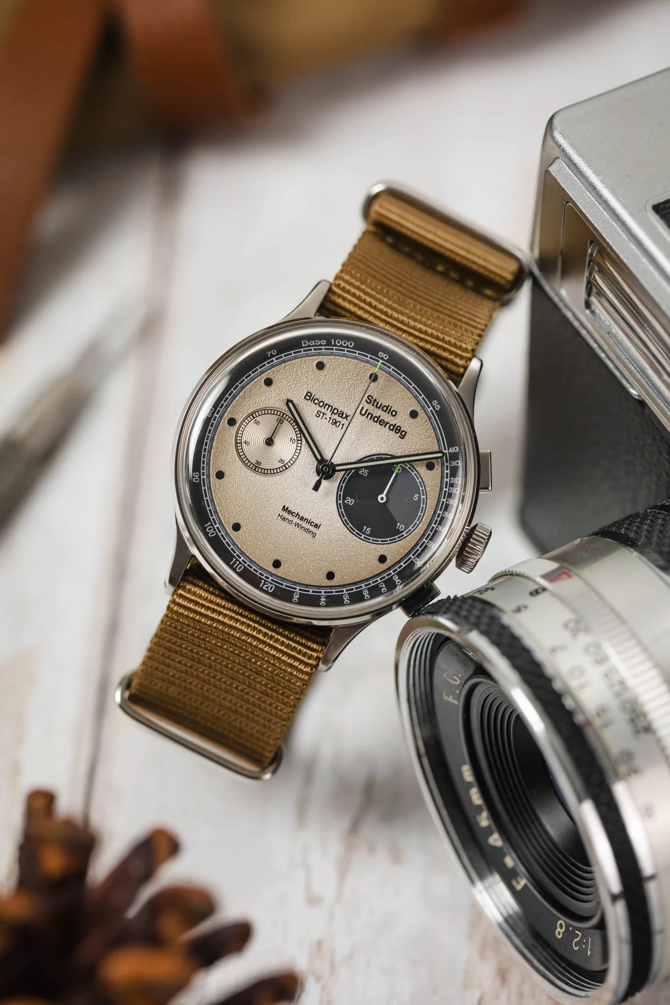 Nylon Watch Strap in KHAKI with Polished Buckle and Keepers - Image 3