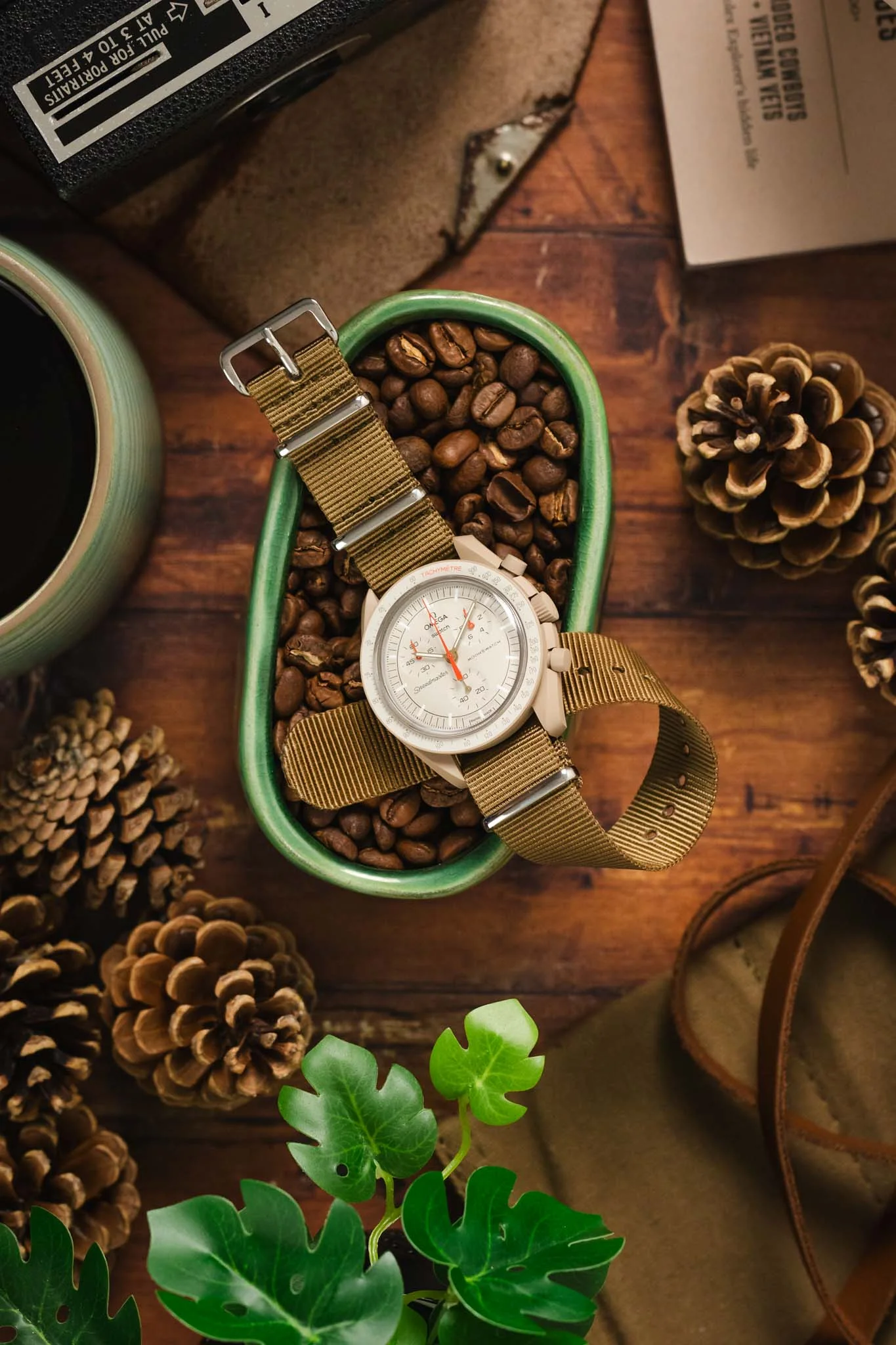 Nylon Watch Strap in KHAKI with Polished Buckle and Keepers - Image 8