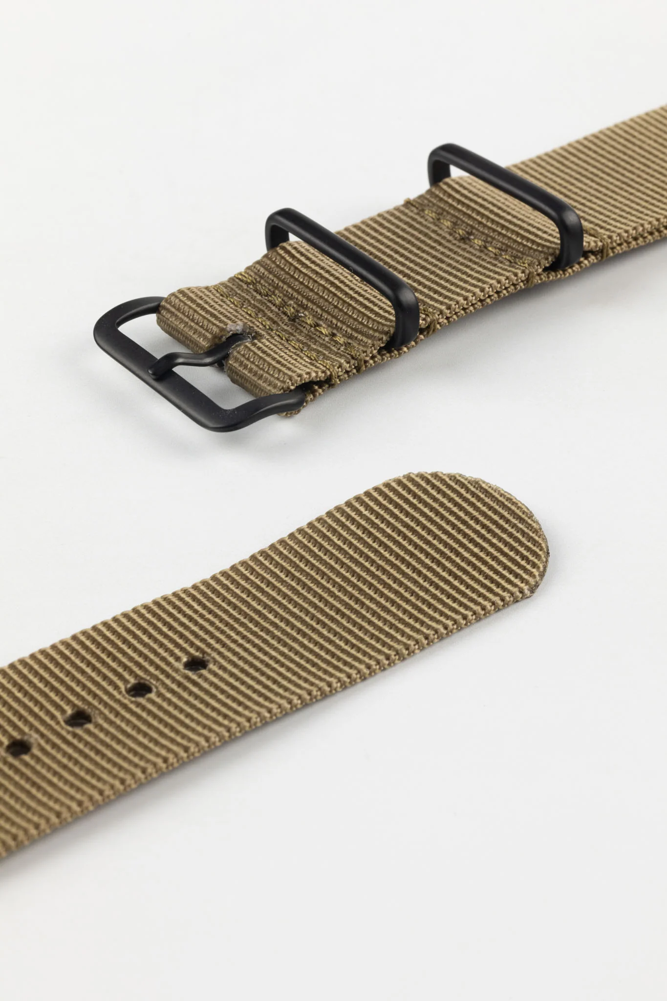 Nylon Watch Strap in KHAKI with PVD Buckle and Keepers - Image 5
