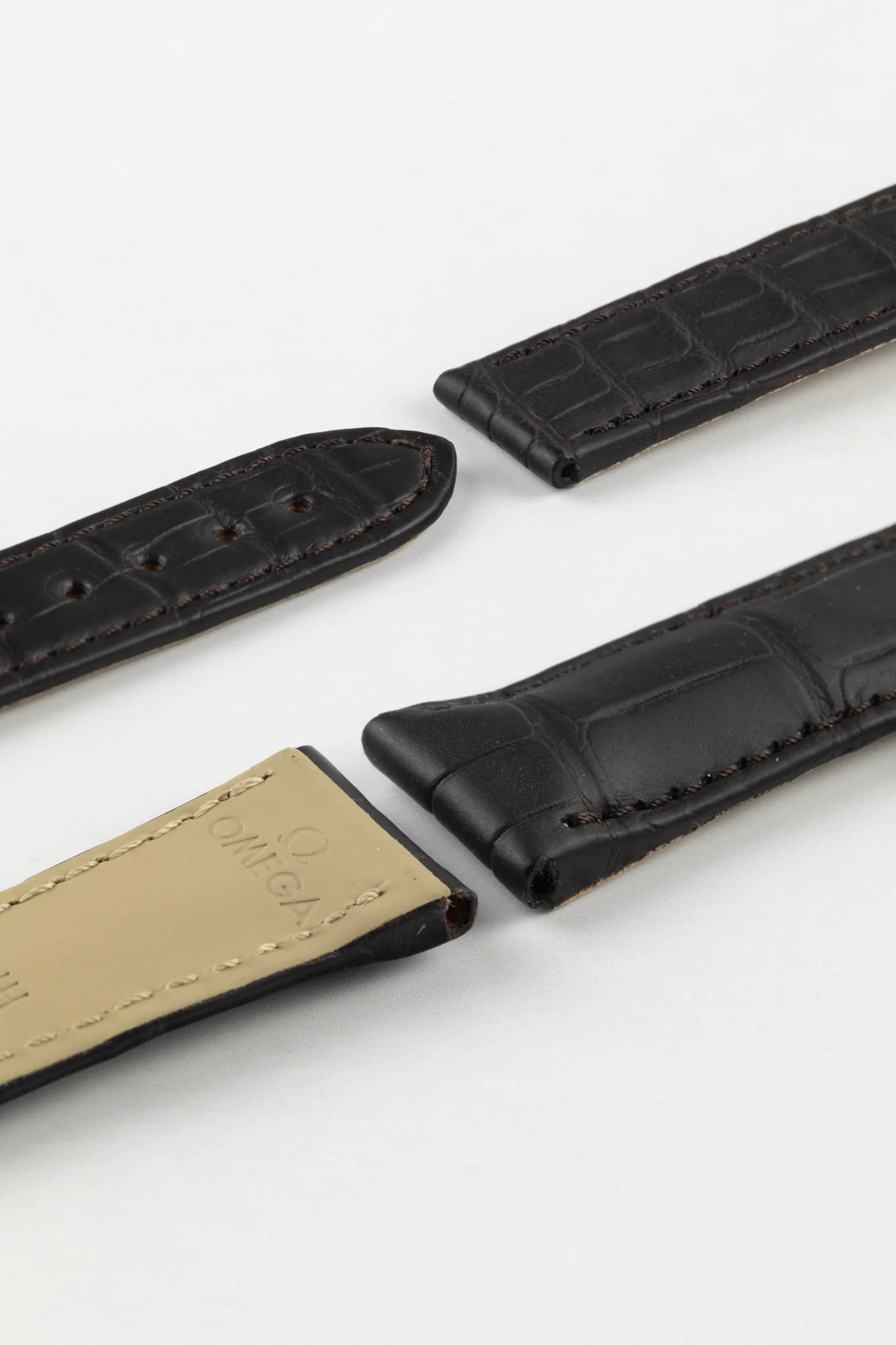 OMEGA 98000275 19mm BROWN Alligator Leather Deployment Watch Strap - Image 3