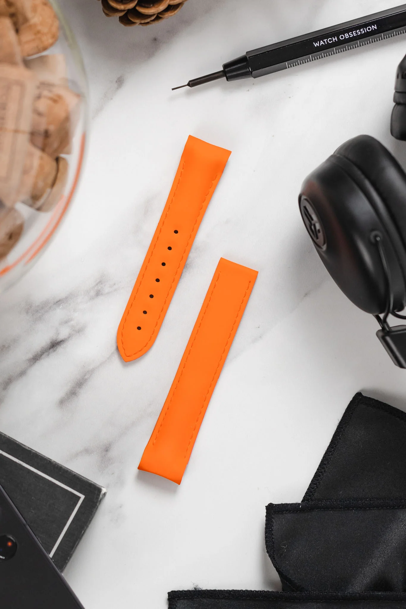 OMEGA 98000337 Planet Ocean 18mm Deployment Rubber Watch Strap in ORANGE - Image 4