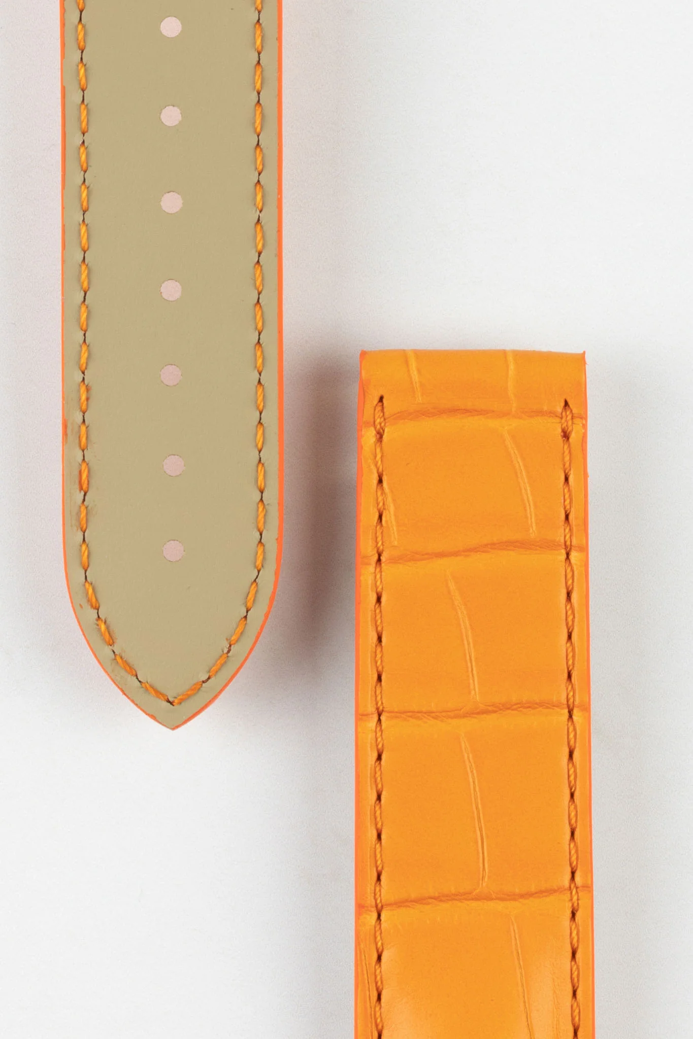OMEGA 98000147 Genuine Alligator 20mm Deployment Watch Strap - ORANGE - Image 3