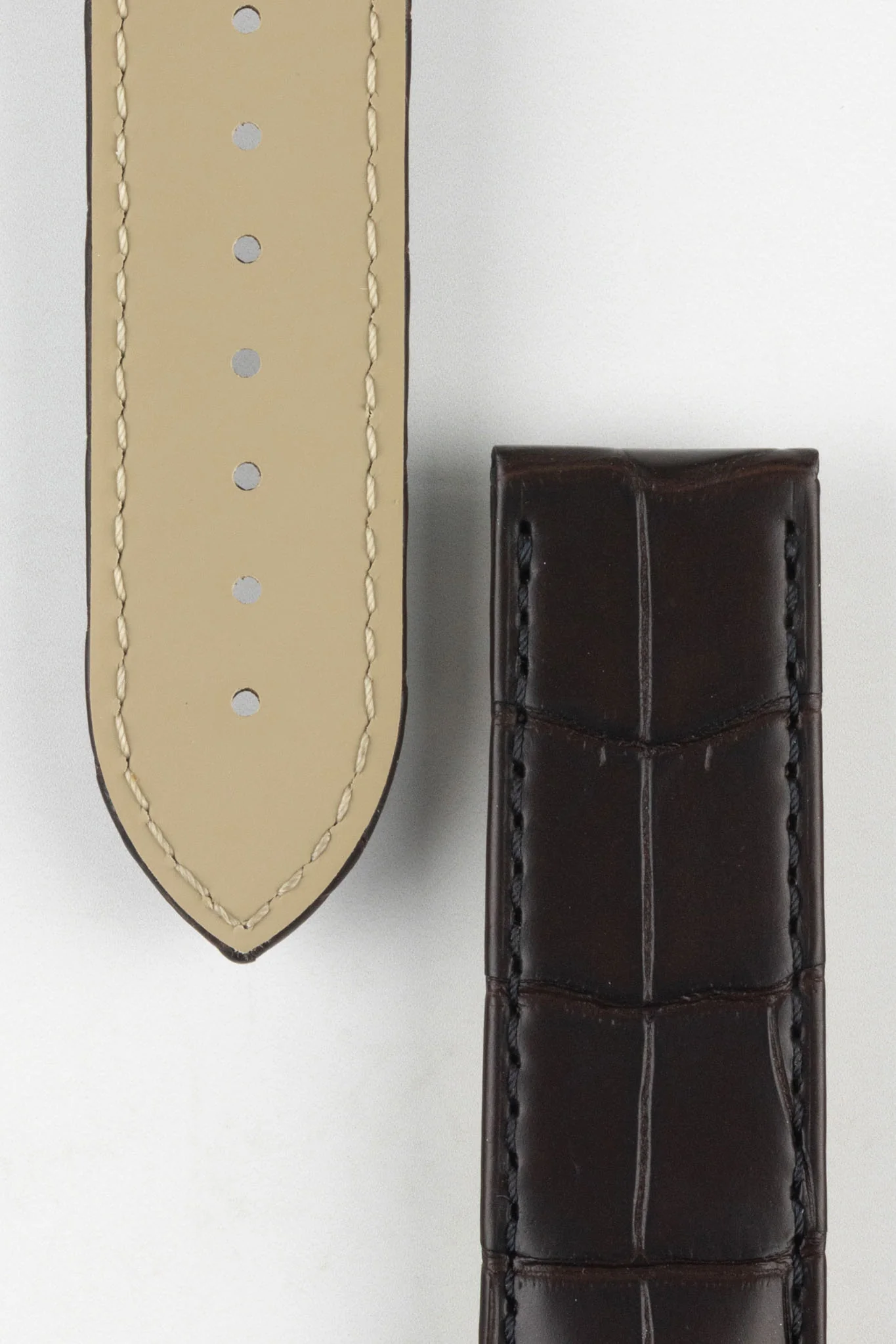 OMEGA 98000234 DeVille Hour Vision Genuine Alligator 22mm Deployment Watch Strap in DARK BROWN - Image 2