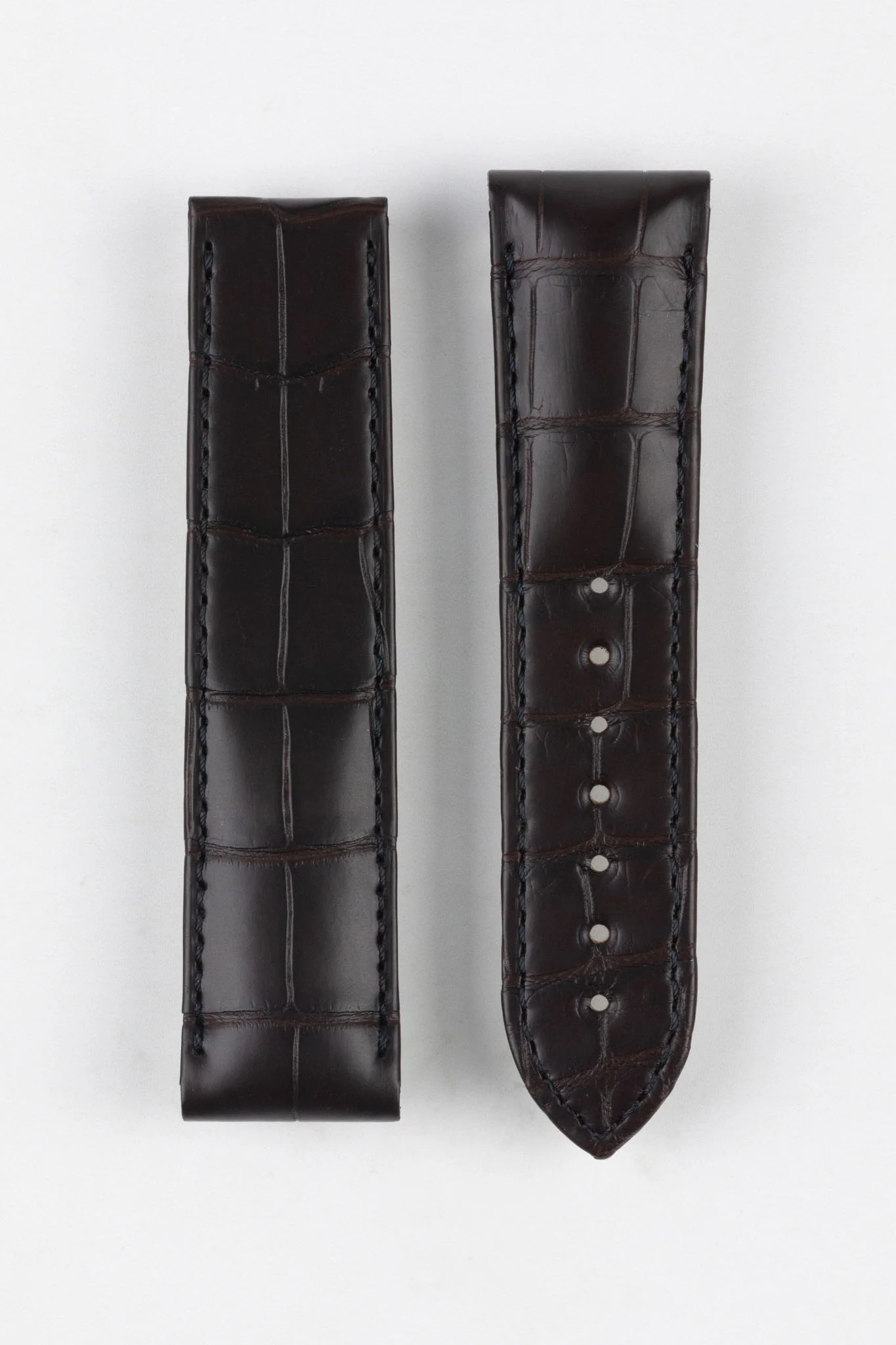 OMEGA 98000234 DeVille Hour Vision Genuine Alligator 22mm Deployment Watch Strap in DARK BROWN - Image 4