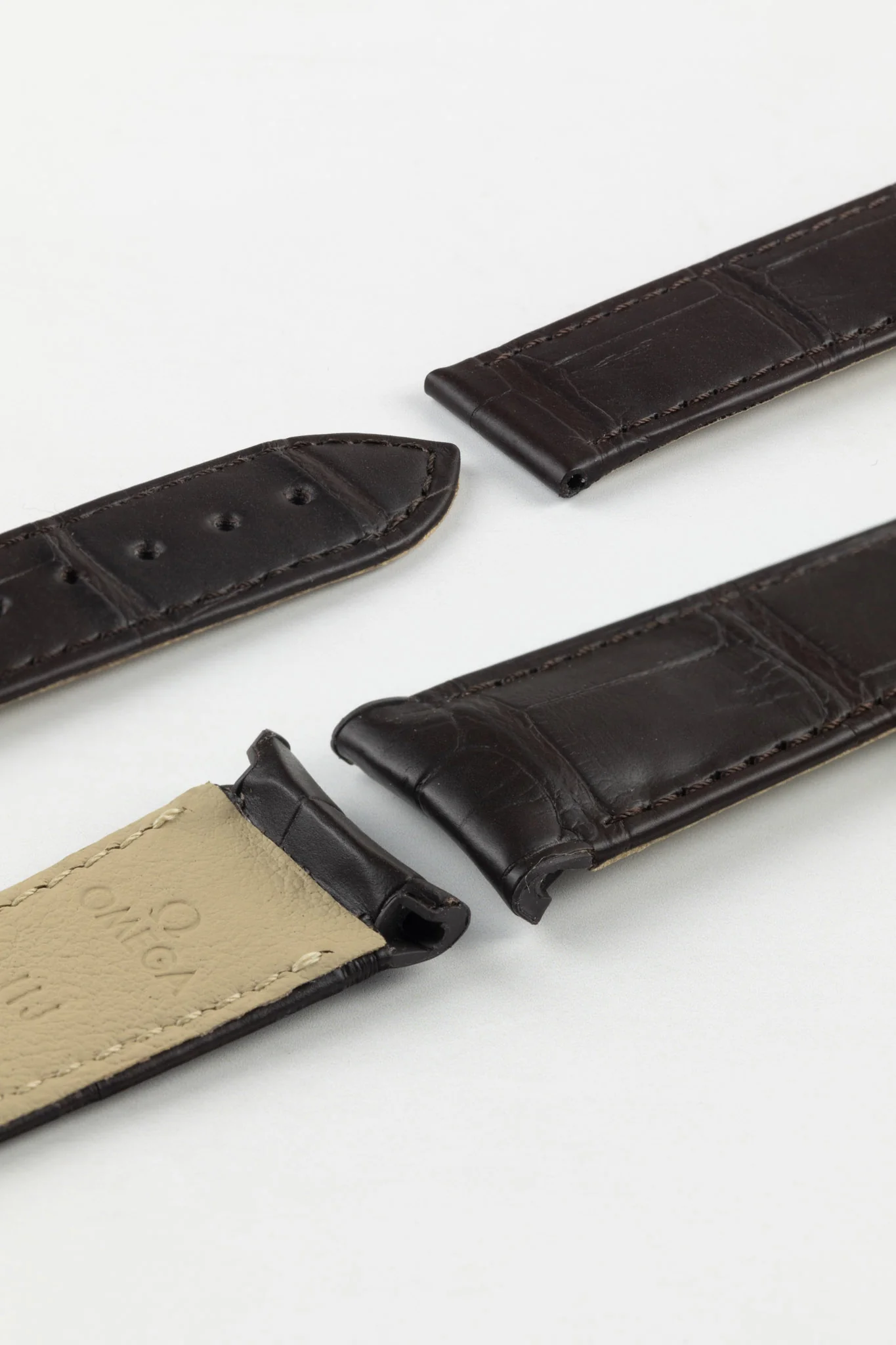 OMEGA CUZ005650 Speedmaster Moonphase 21mm Genuine Alligator Deployment Watch Strap in BROWN - Image 3
