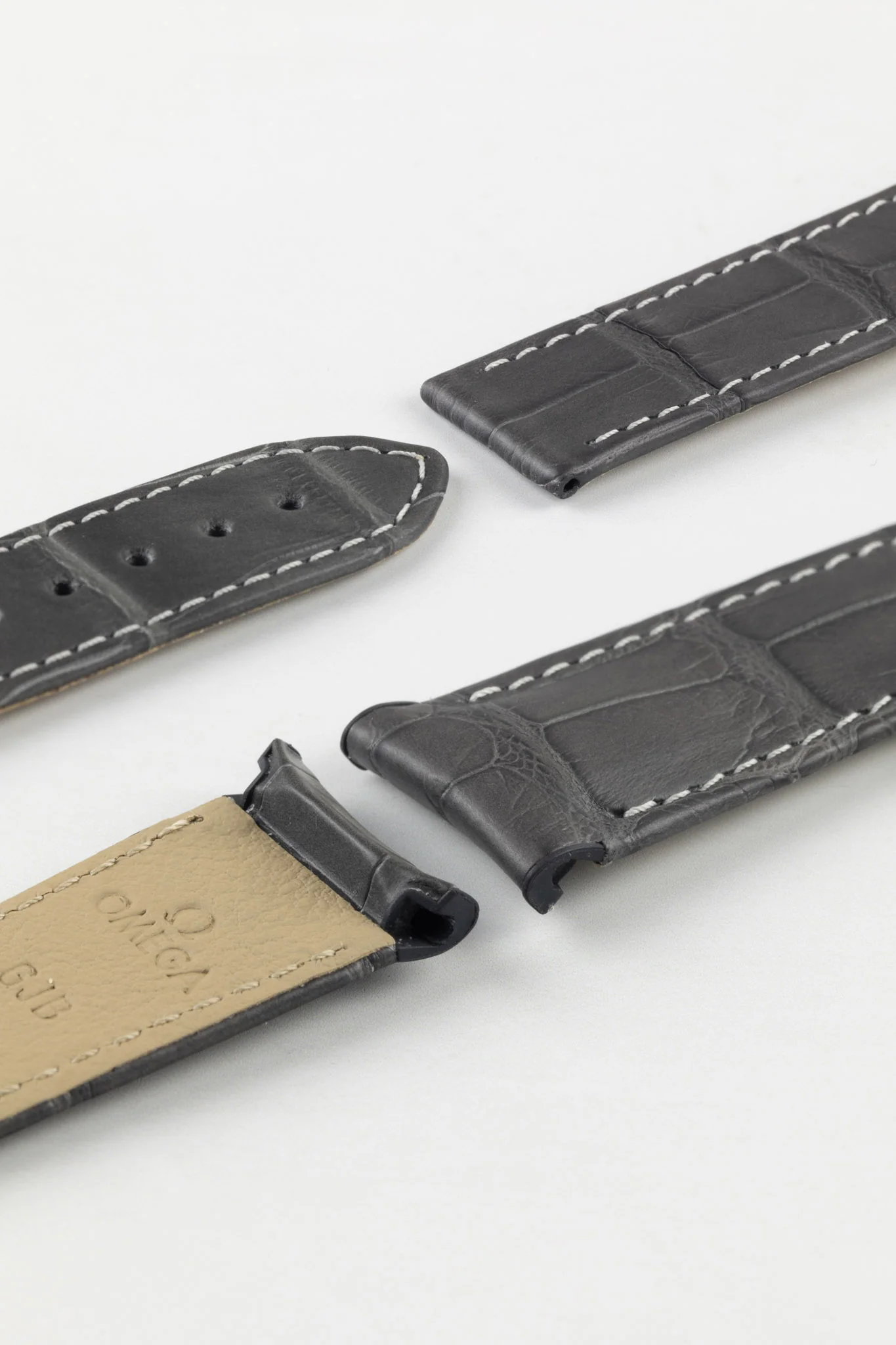 OMEGA CUZ005771 Speedmaster Moonphase 21mm Genuine Alligator Leather Deployment Watch Strap in GREY - Image 3