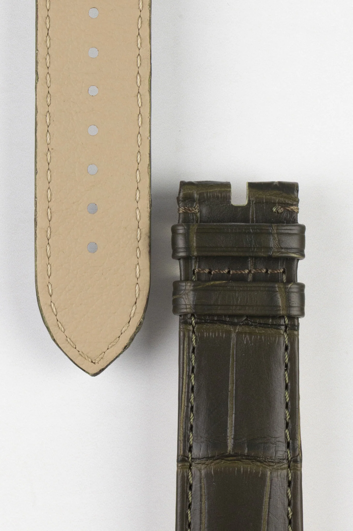 OMEGA CUZ010275 Speedmaster 20mm Genuine Alligator Watch Strap - DARK KHAKI - Image 3