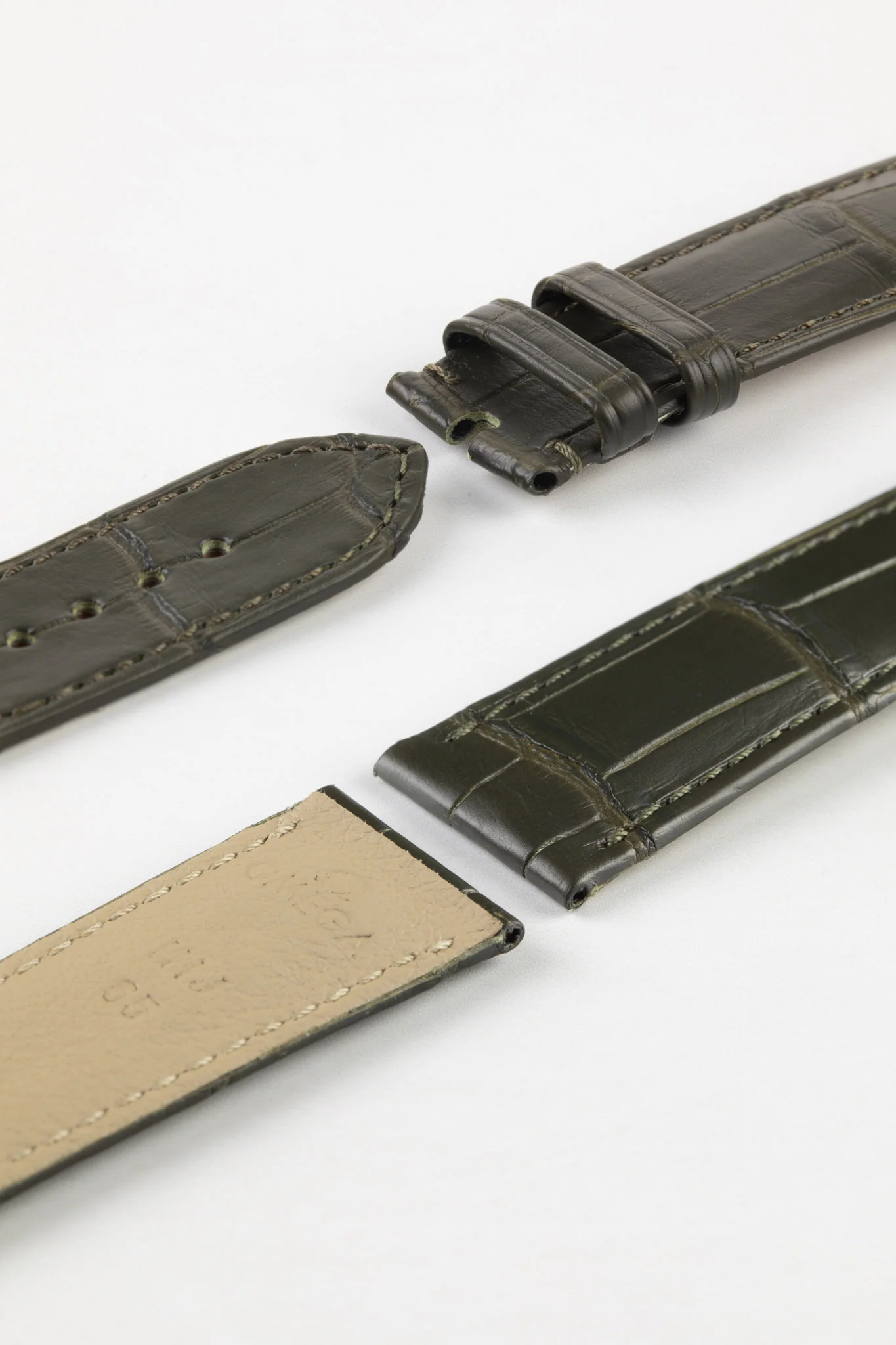 OMEGA CUZ010275 Speedmaster 20mm Genuine Alligator Watch Strap - DARK KHAKI - Image 5