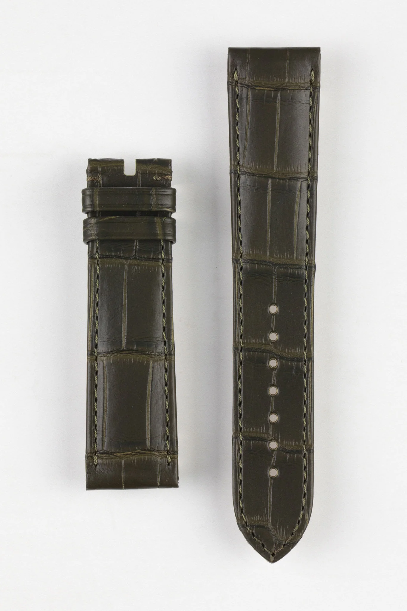 OMEGA CUZ010275 Speedmaster 20mm Genuine Alligator Watch Strap - DARK KHAKI - Image 7