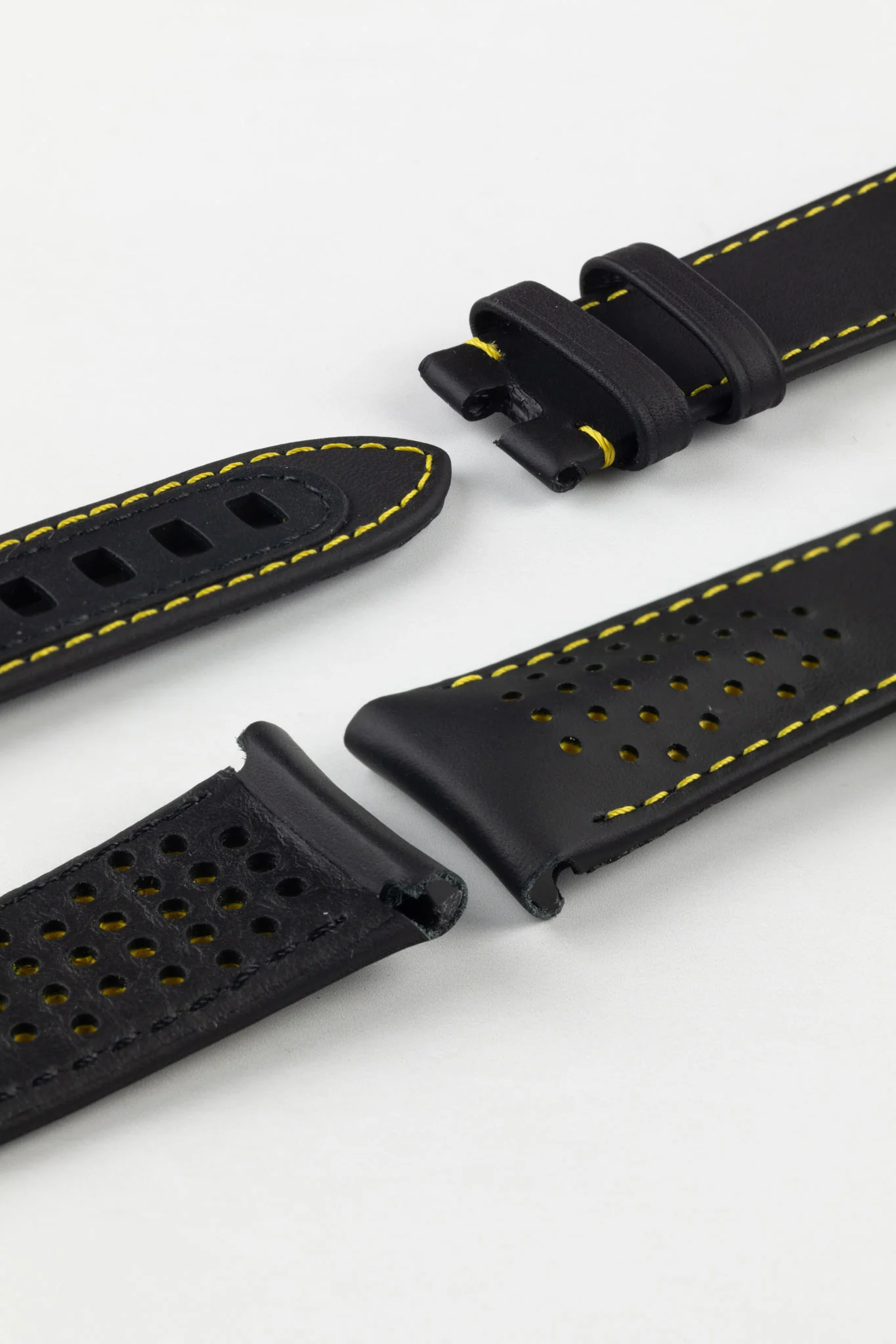 OMEGA CUZ010862 Speedmaster Apollo 8 Perforated Leather Watch Strap in BLACK & YELLOW - Image 3