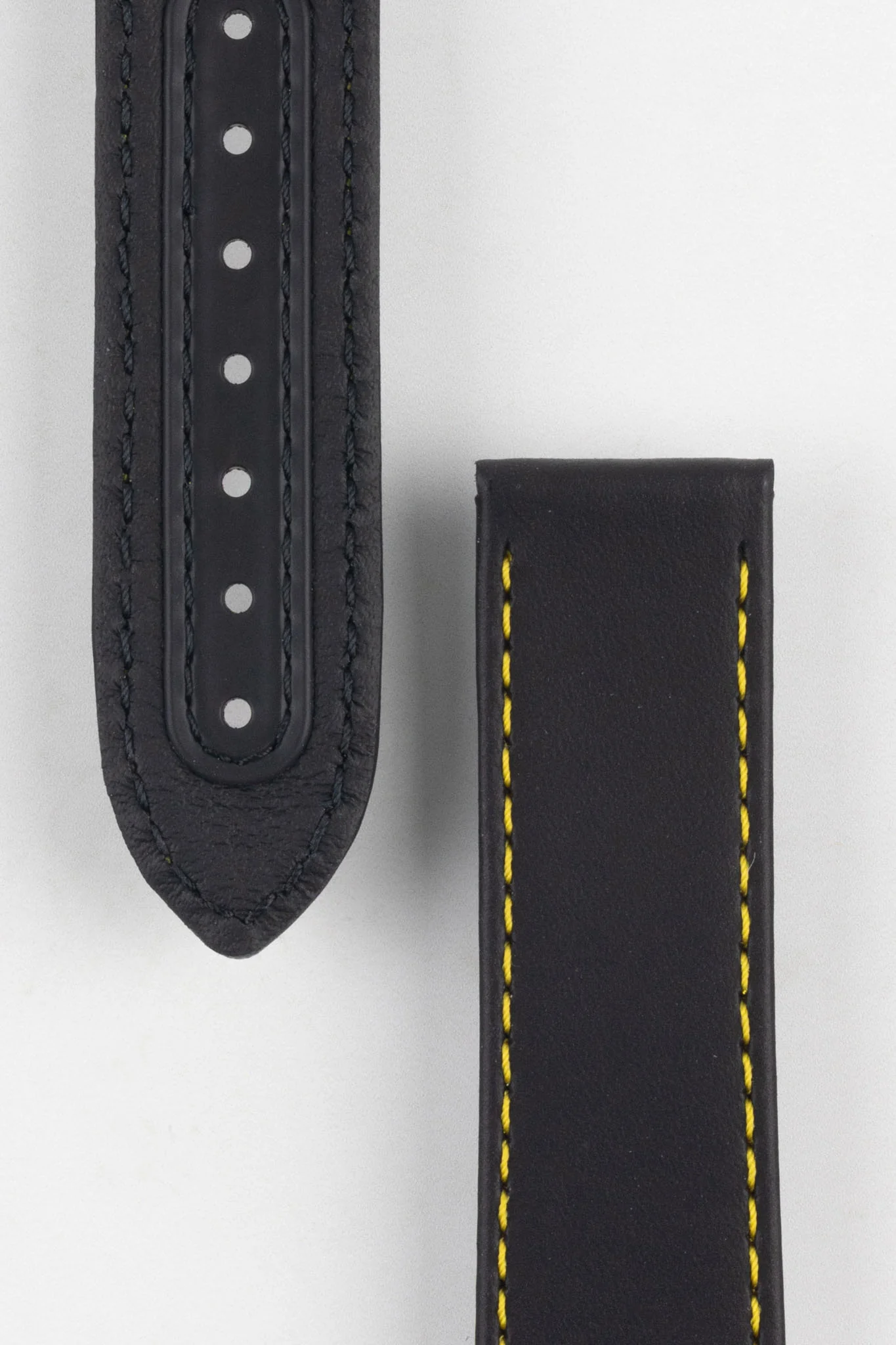 OMEGA CUZ011562 Speedmaster 'Apollo 8' 21mm Calfskin Deployment Strap - BLACK with Yellow Stitch - Image 2
