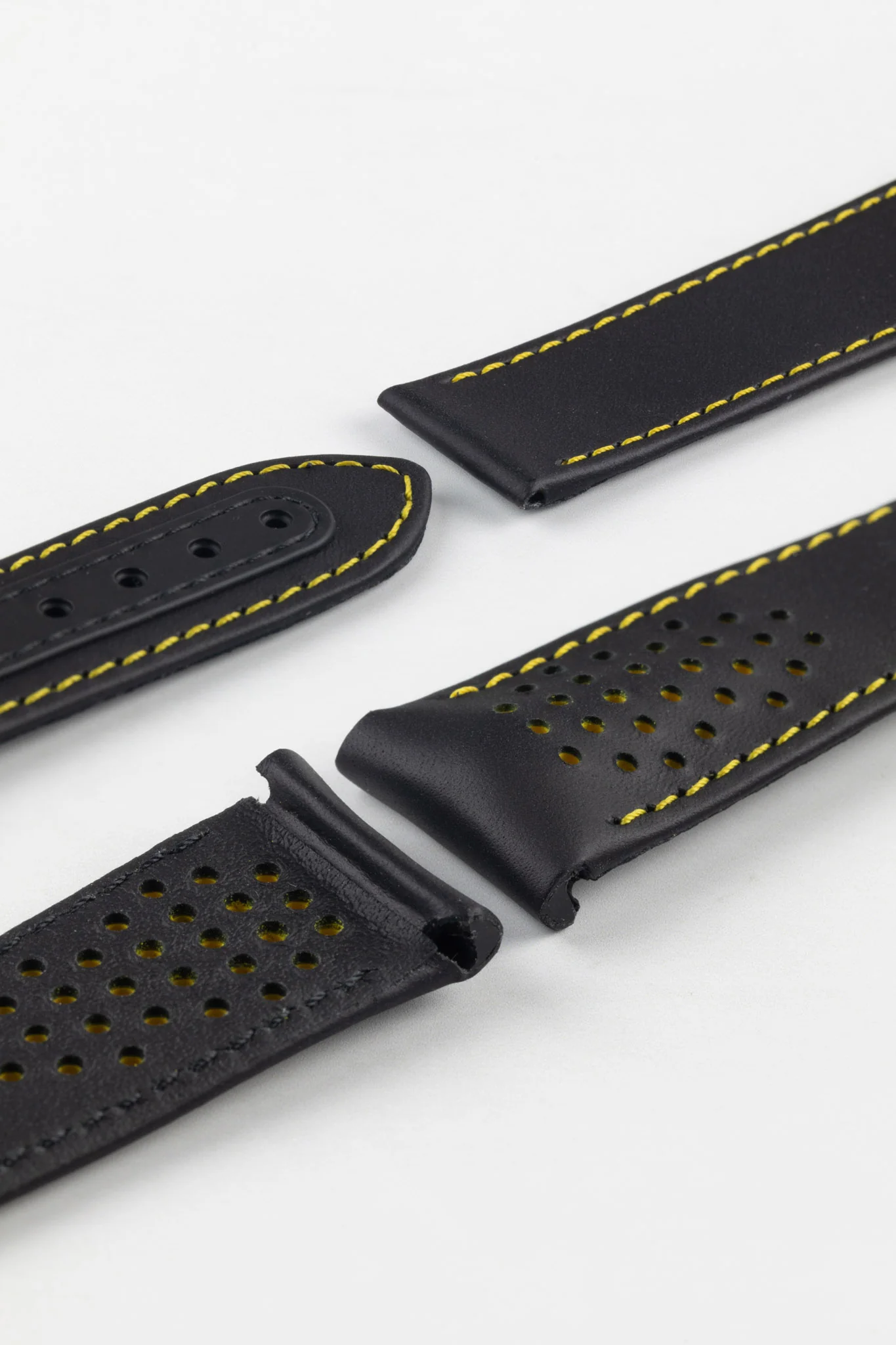OMEGA CUZ011562 Speedmaster 'Apollo 8' 21mm Calfskin Deployment Strap - BLACK with Yellow Stitch - Image 3