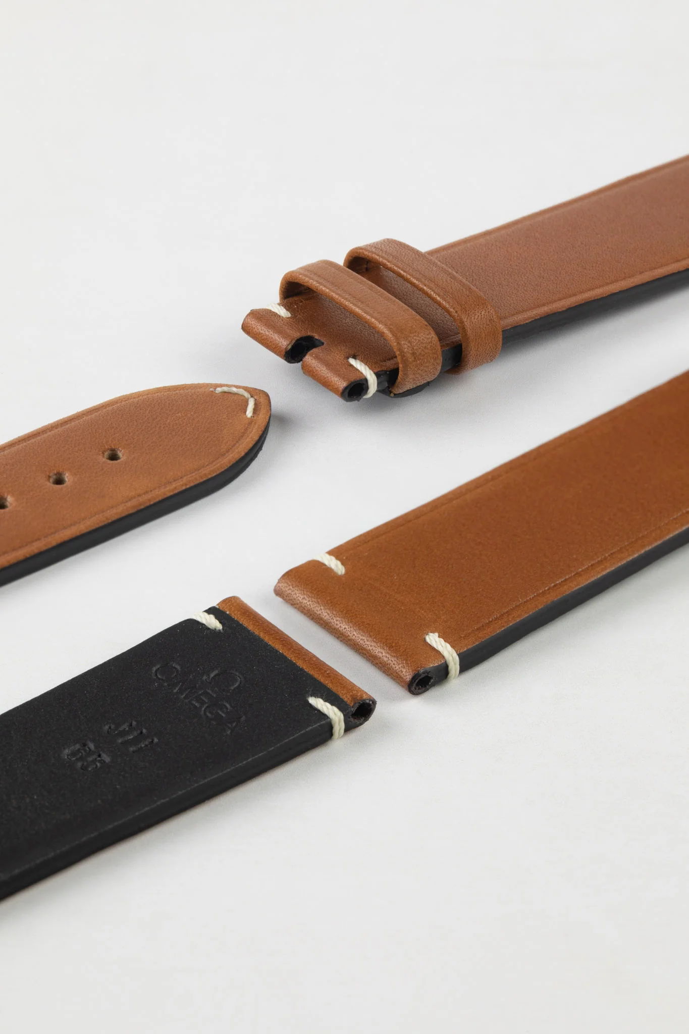 OMEGA CUZ012277 Vintage-Style Leather Watch Strap in GOLD BROWN - Image 3