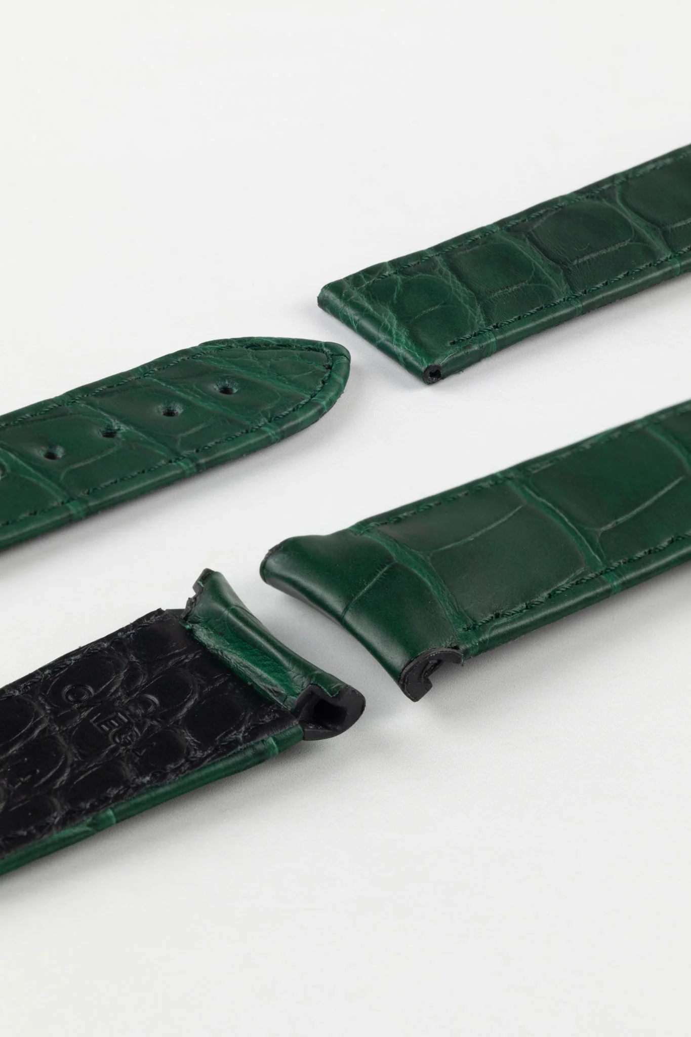 OMEGA CUZ013007 Speedmaster Moonphase 21mm Genuine Alligator Deployment Watch Strap in GREEN - Image 3