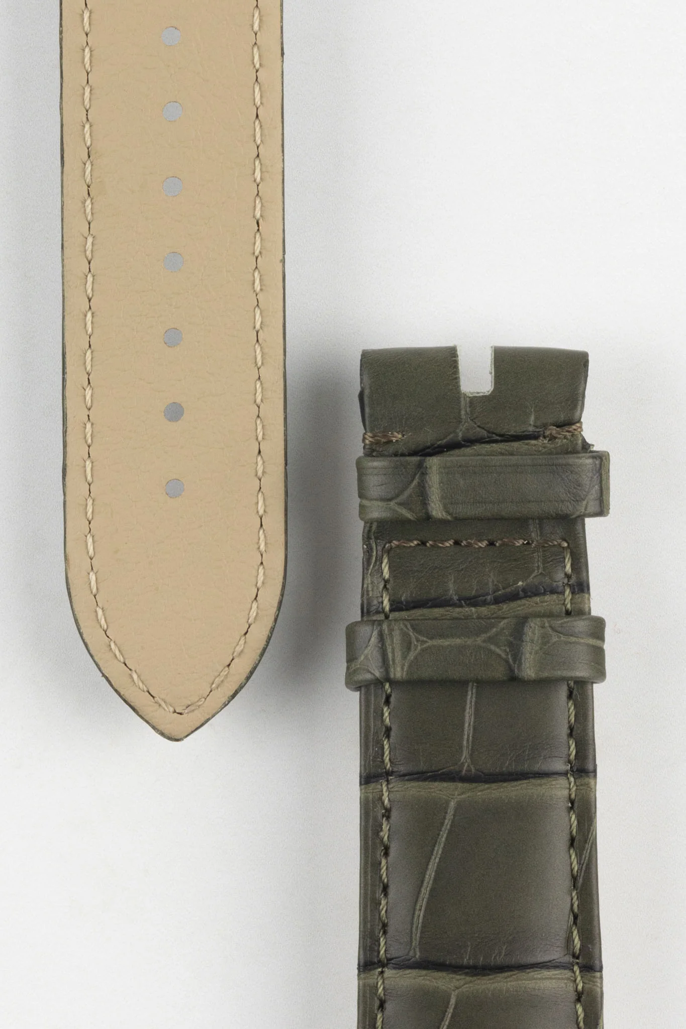 OMEGA CUZ014061 Speedmaster 20mm Genuine Alligator Watch Strap - KHAKI GREEN - Image 2