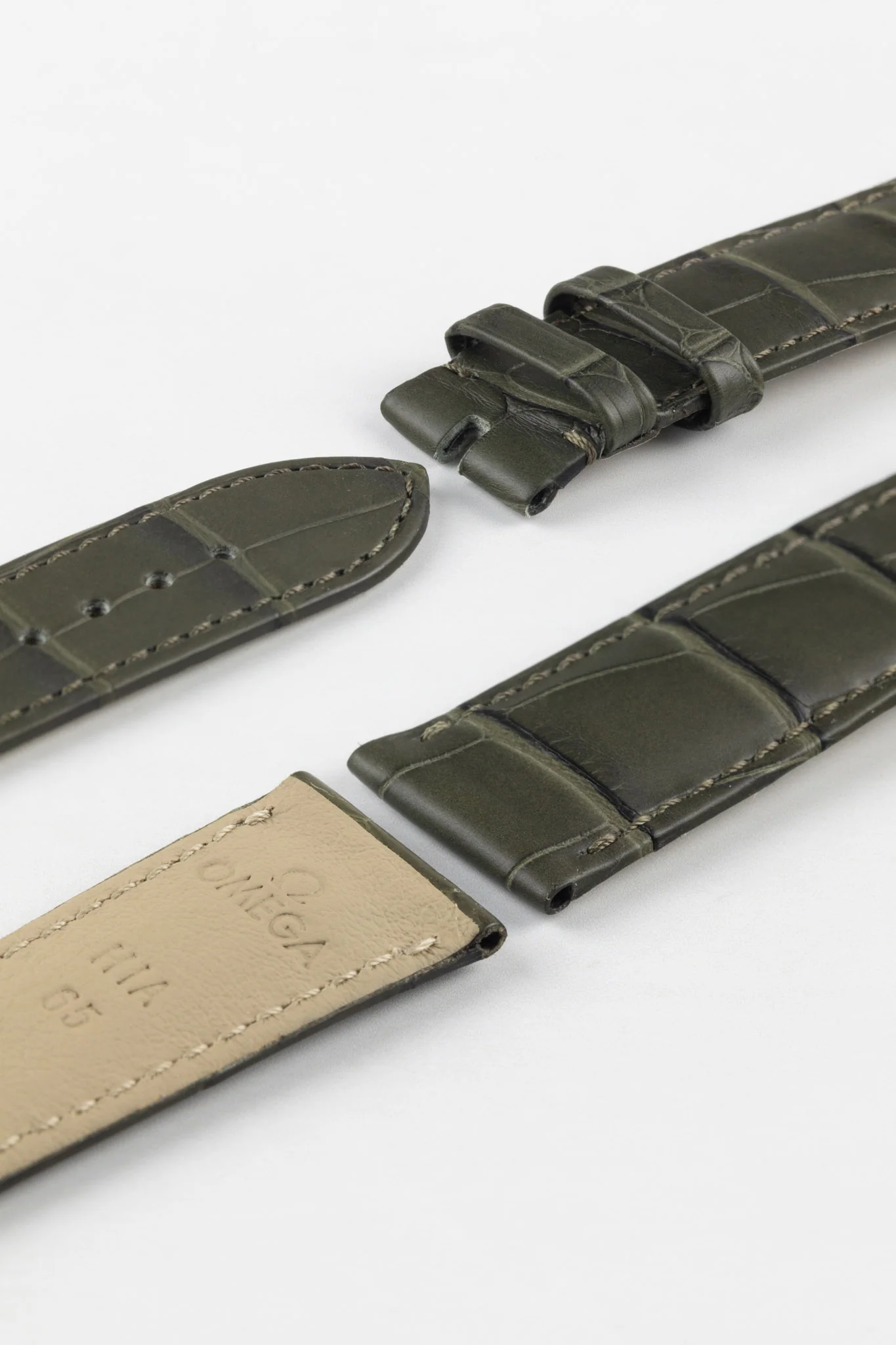 OMEGA CUZ014061 Speedmaster 20mm Genuine Alligator Watch Strap - KHAKI GREEN - Image 3