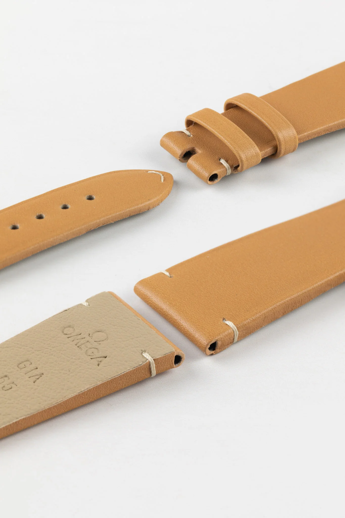 OMEGA CUZ014662 Vintage Style 21mm Leather Watch Strap in GOLD BROWN - Image 3