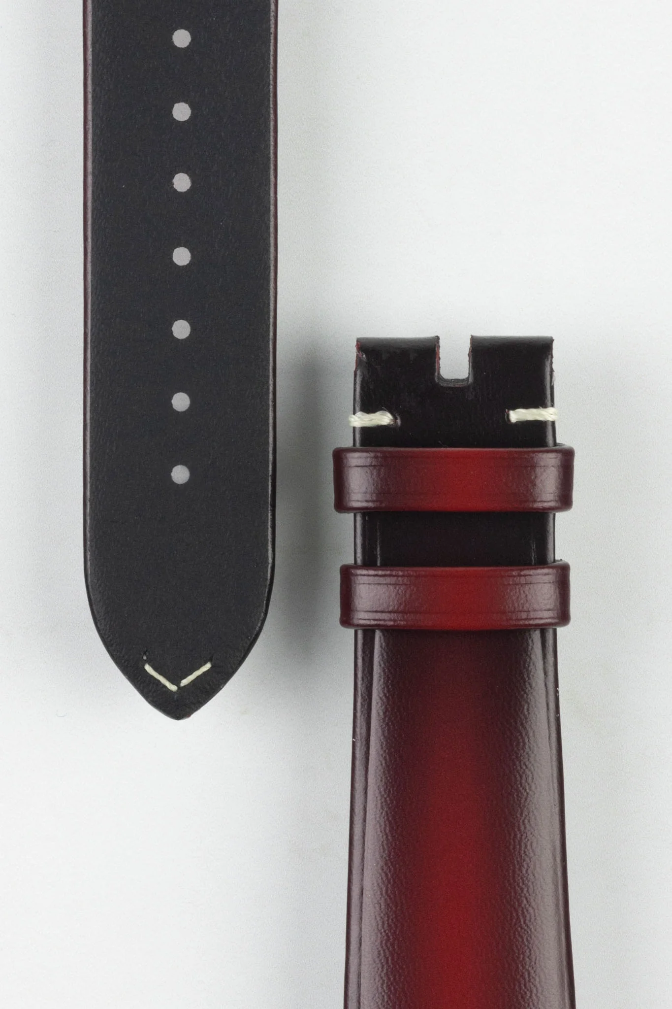 OMEGA CUZ015430 Speedmaster 57 Vintage Style 20mm Leather Watch Strap - BURGUNDY - Image 3