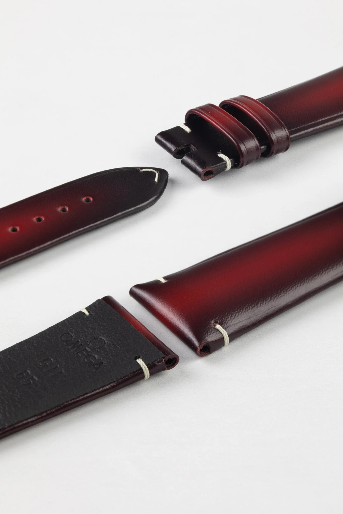 OMEGA CUZ015430 Speedmaster 57 Vintage Style 20mm Leather Watch Strap - BURGUNDY - Image 5