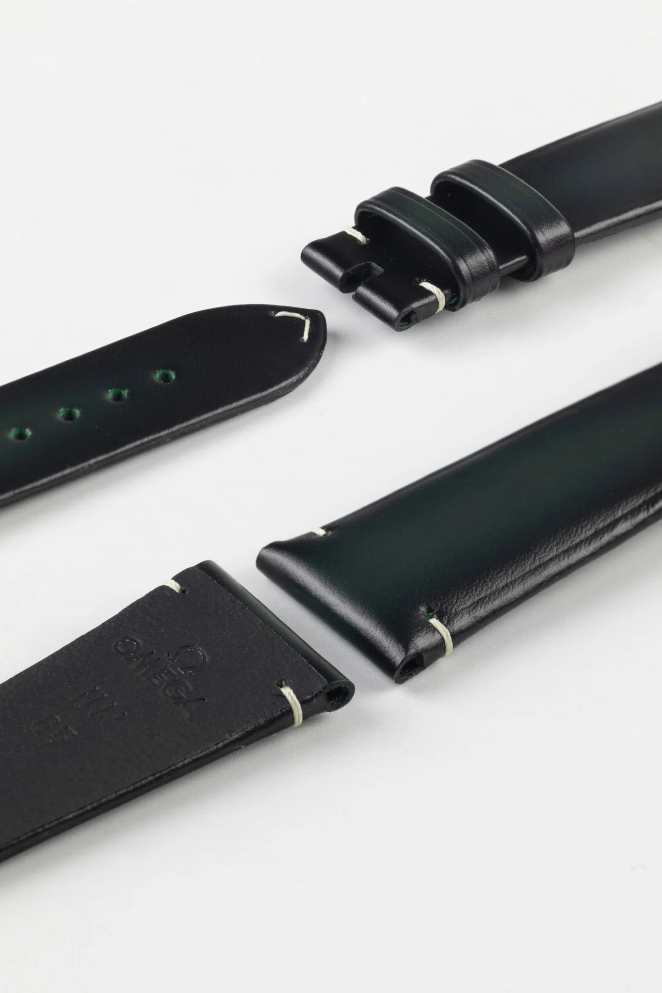 OMEGA CUZ015669 Speedmaster 57 Vintage Style 20mm Leather Watch Strap - DARK GREEN - Image 5