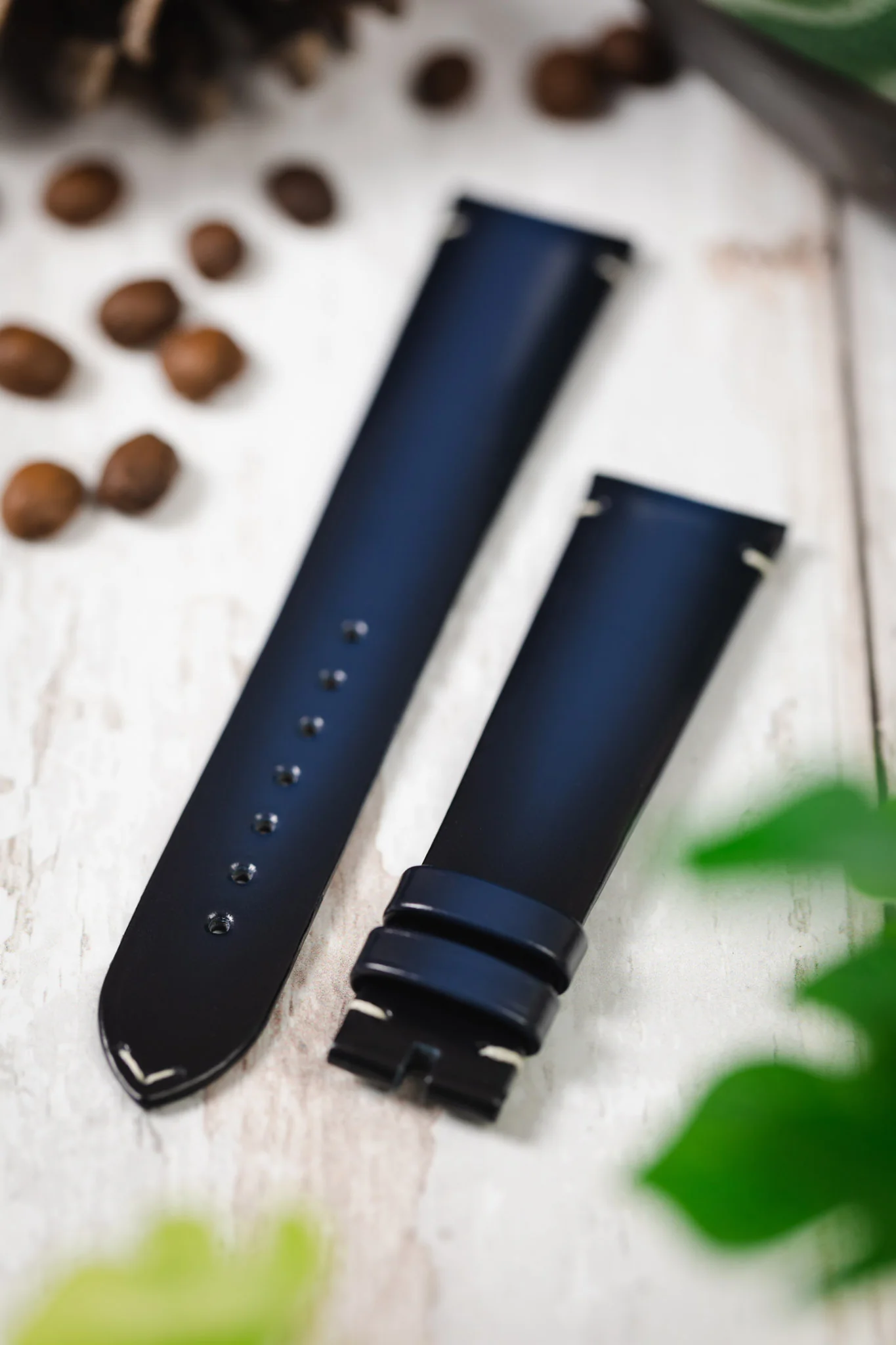 OMEGA CUZ015962 Speedmaster 57 Vintage Style 20mm Leather Watch Strap - BLUE - Image 2