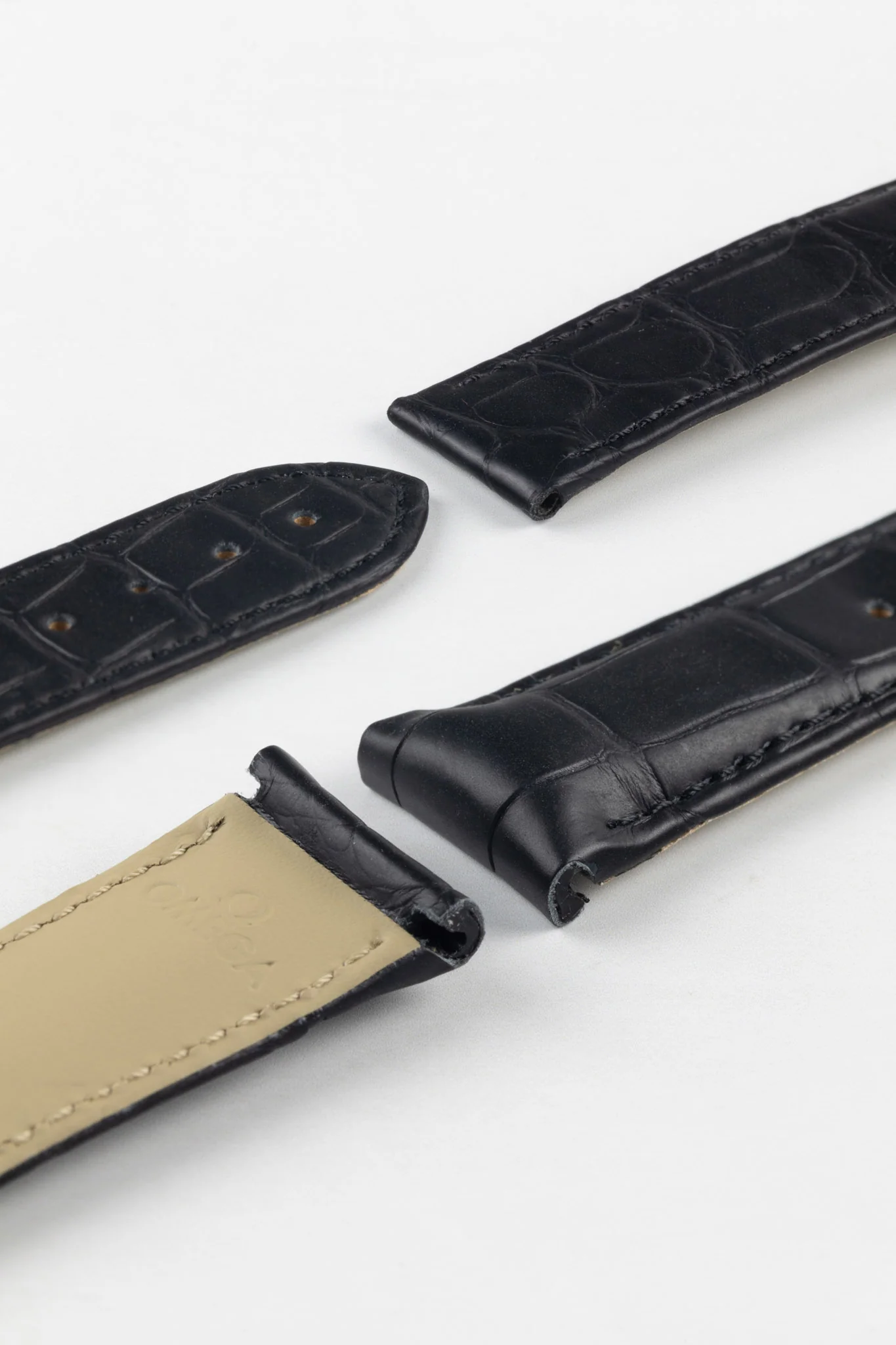 OMEGA 98000215 Speedmaster Alligator Leather Deployment Watch Strap - BLACK - Image 3