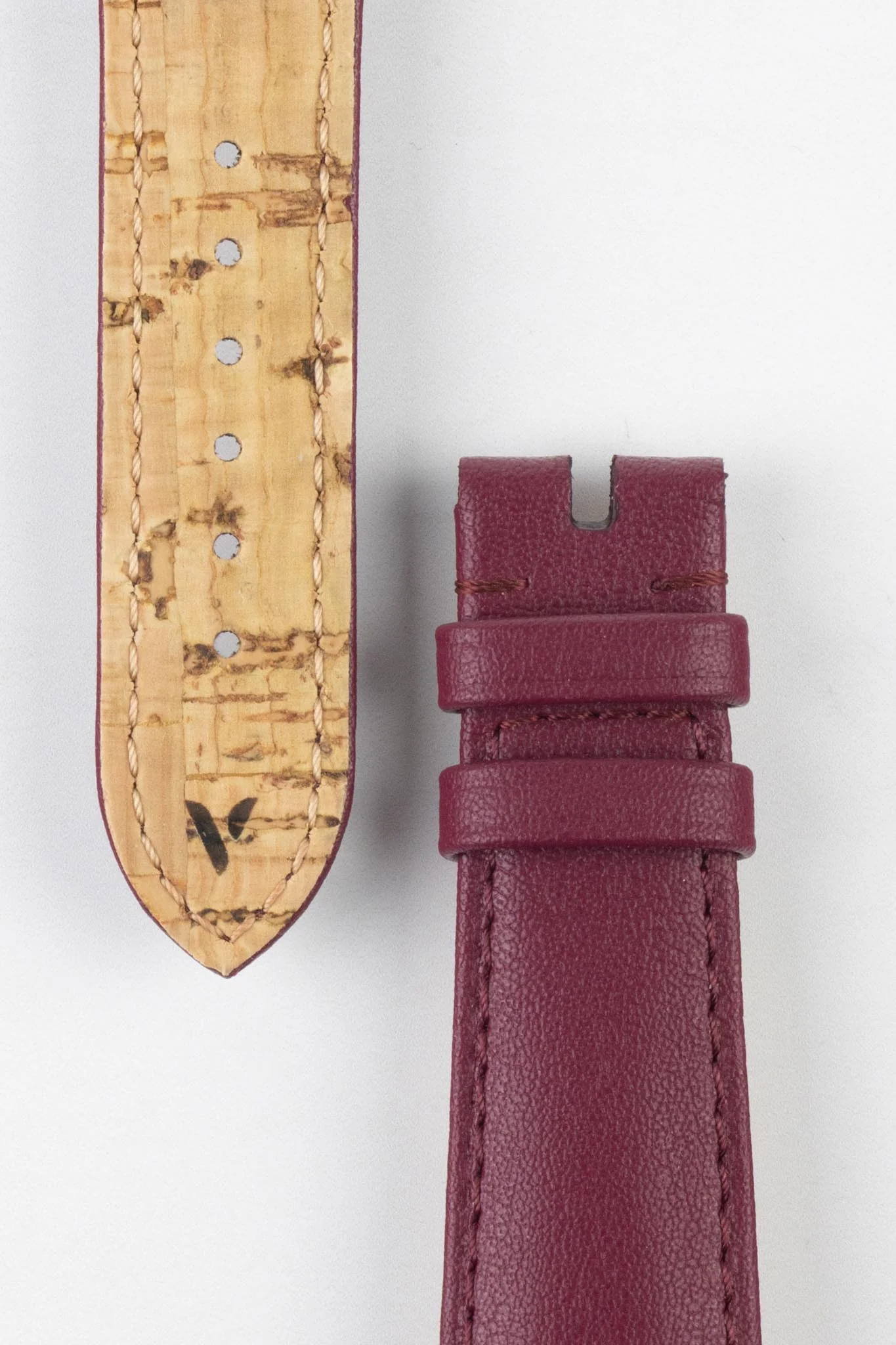 OMEGA Vegan Faux-Leather Watch Strap with Cork Lining in BURGUNDY - Image 2