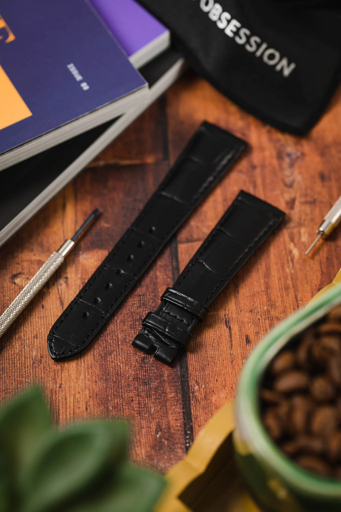 OMEGA Z016215 Genuine Alligator Low Profile 19mm Strap - BLACK - Image 2