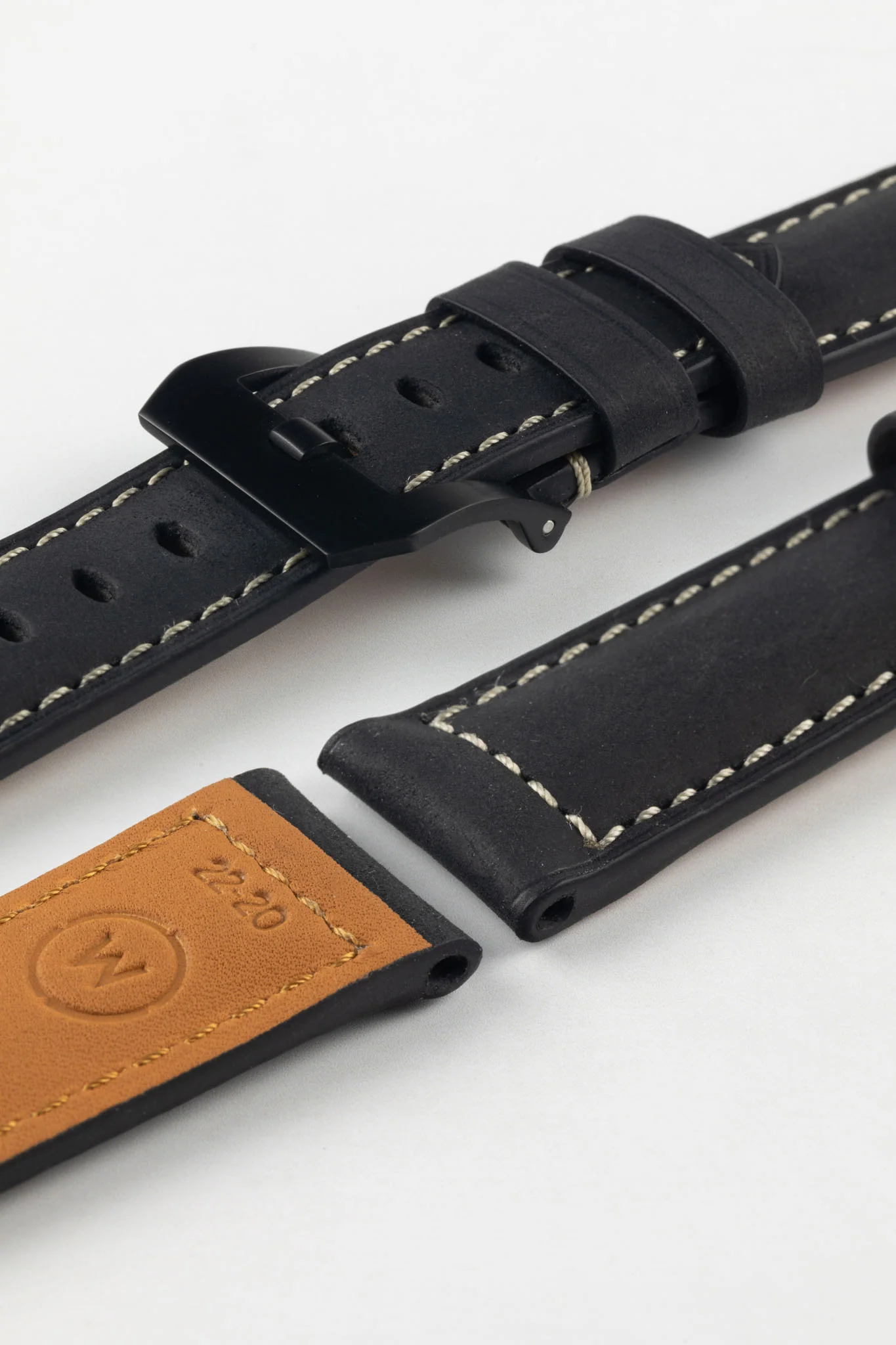 Padded Crazy Horse Watch Strap in BLACK - Image 11