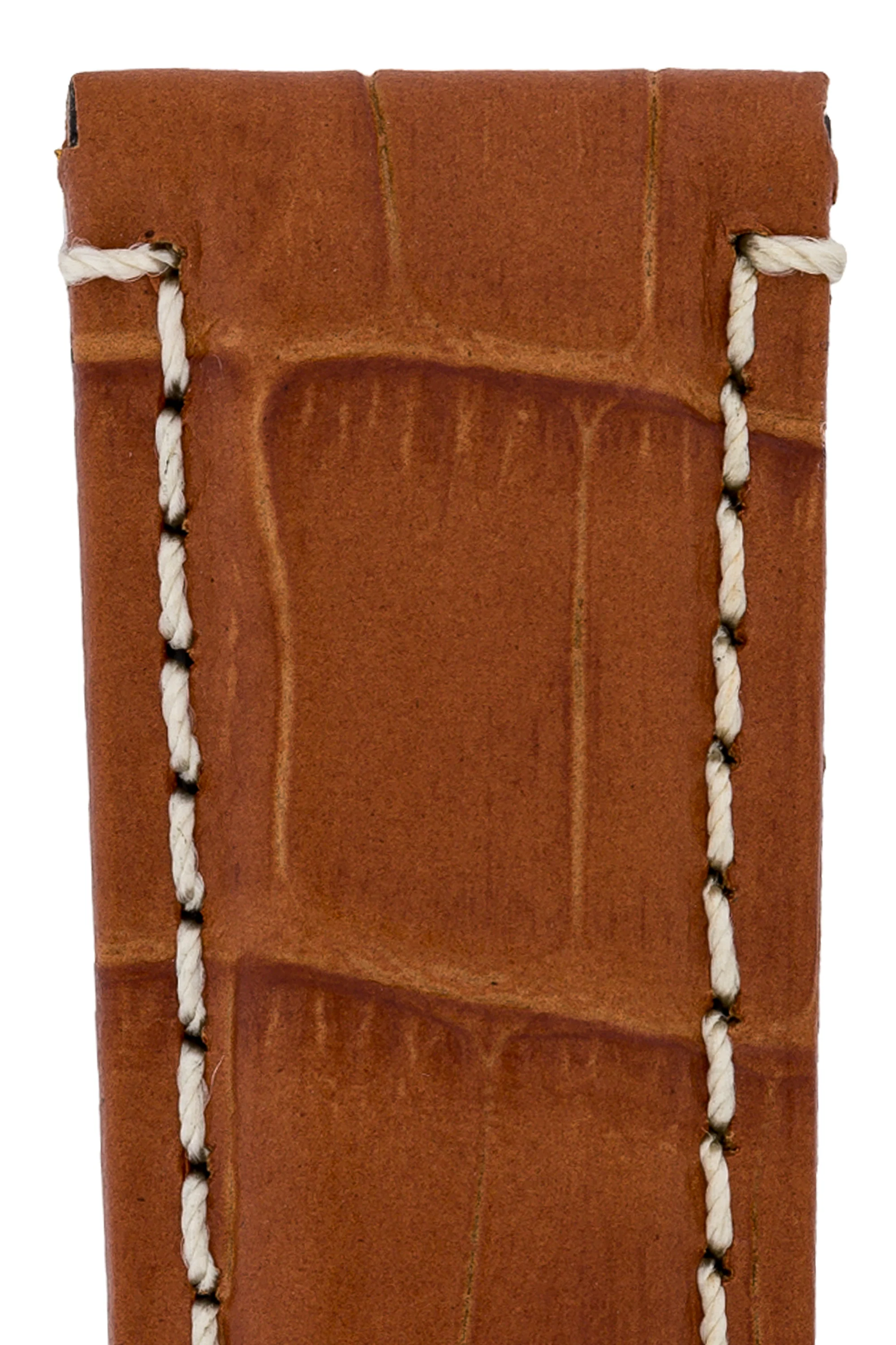 Panerai-Style Alligator-Embossed Deployment Watch Strap in BROWN / WHITE - Image 2