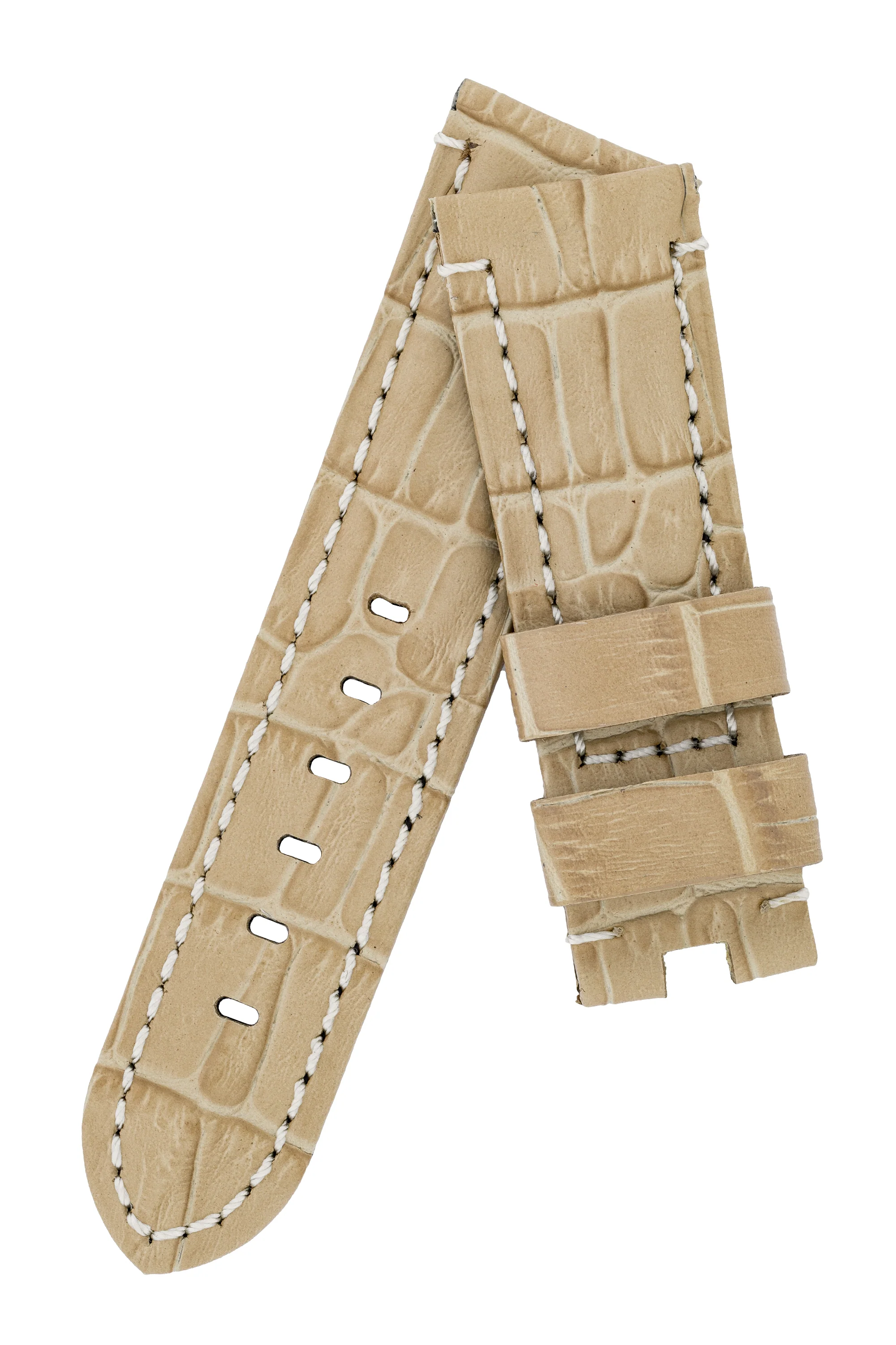 Panerai-Style Alligator-Embossed Deployment Watch Strap in BEIGE - Image 4